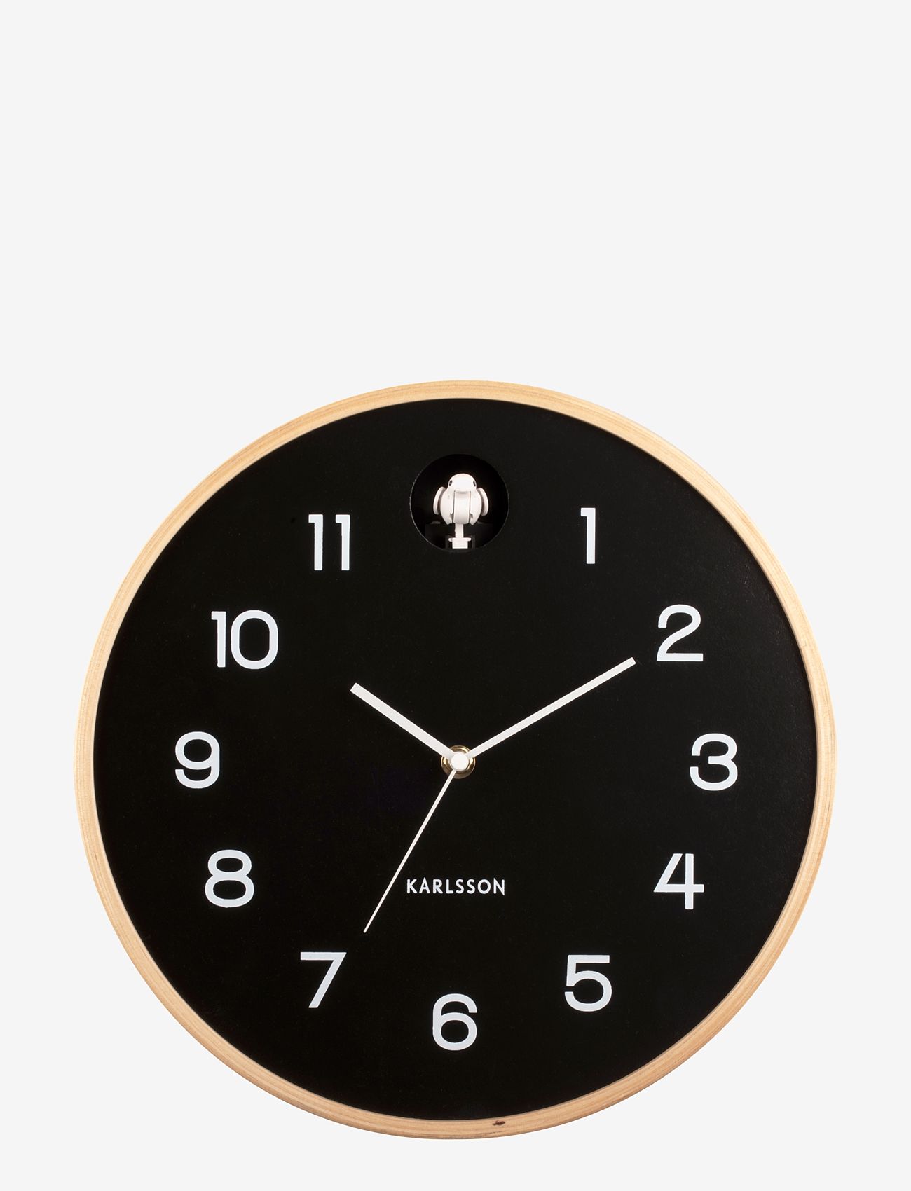 KARLSSON - Wall clock Natural Cuckoo birch wood black - väggklockor - black - 0