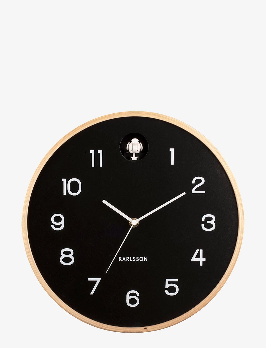 KARLSSON - Wall clock Natural Cuckoo birch wood black - wandklokken - black - 1