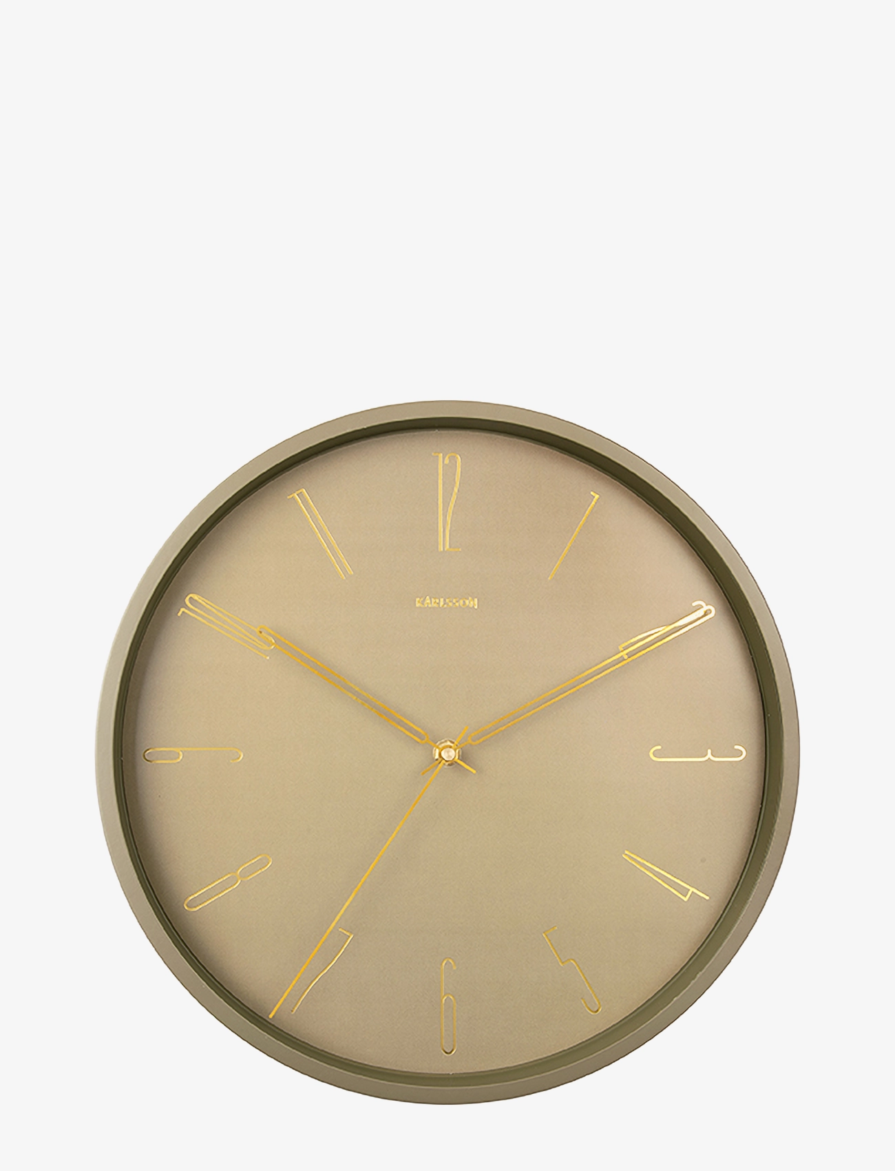 KARLSSON Wall Clock Belle Numbers Metal Moss Green, Vægur, Grøn, Str: ONE SIZE