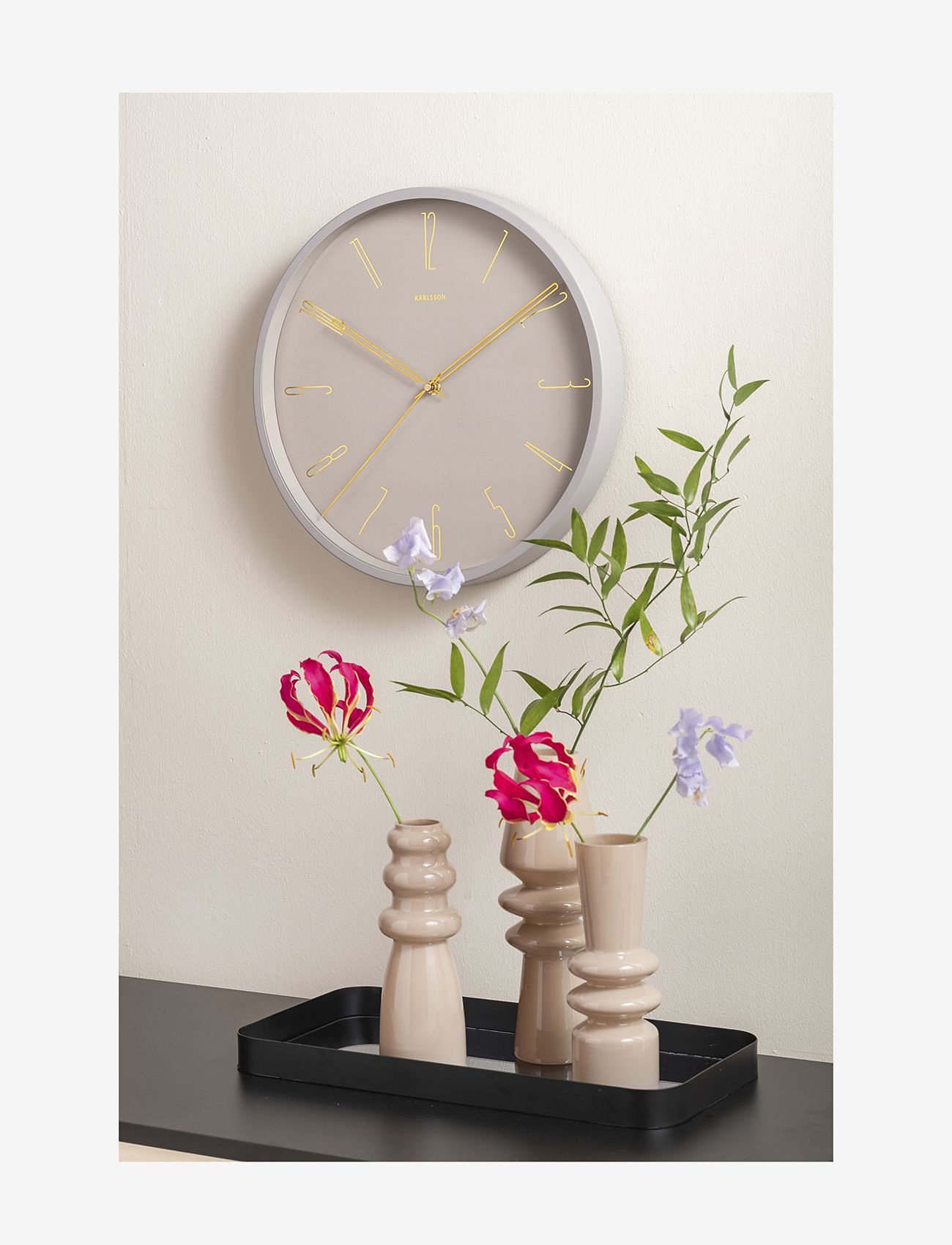KARLSSON - Wall clock Belle Numbers metal warm grey - wall clocks - warm grey - 4