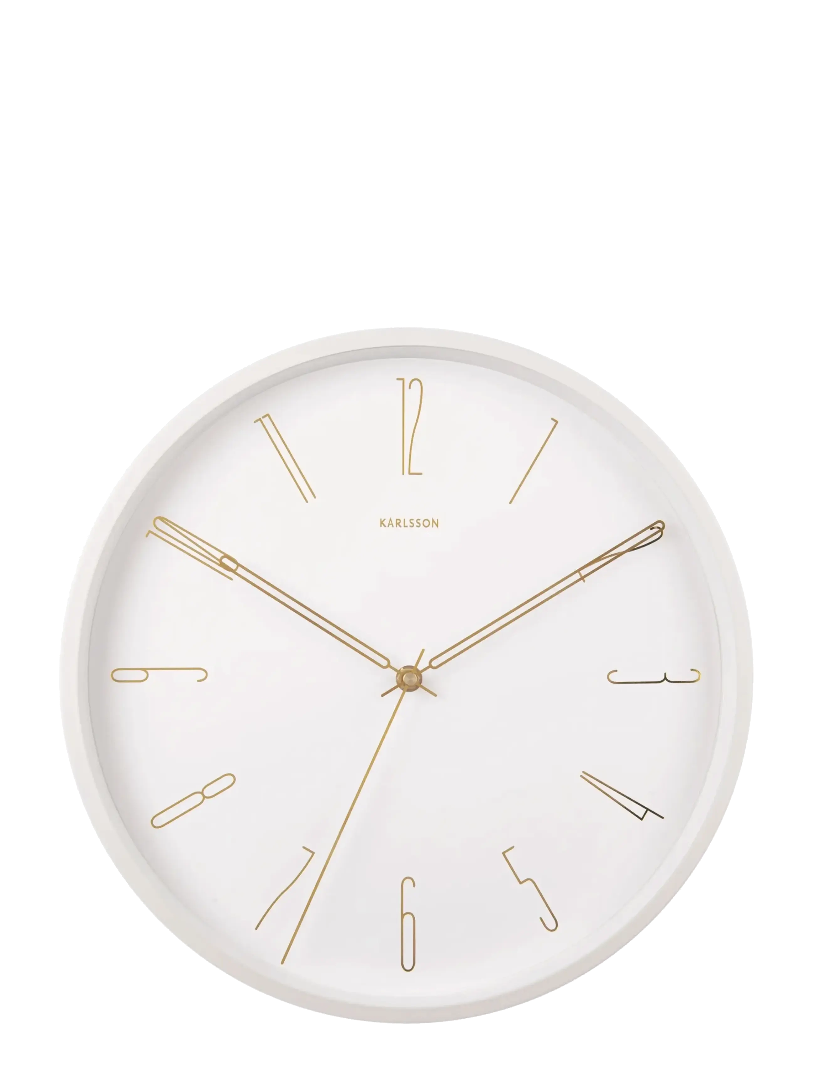 KARLSSON Wall Clock Belle Numbers Metal White, Vægur, Hvid, Str: Ø 35 CM