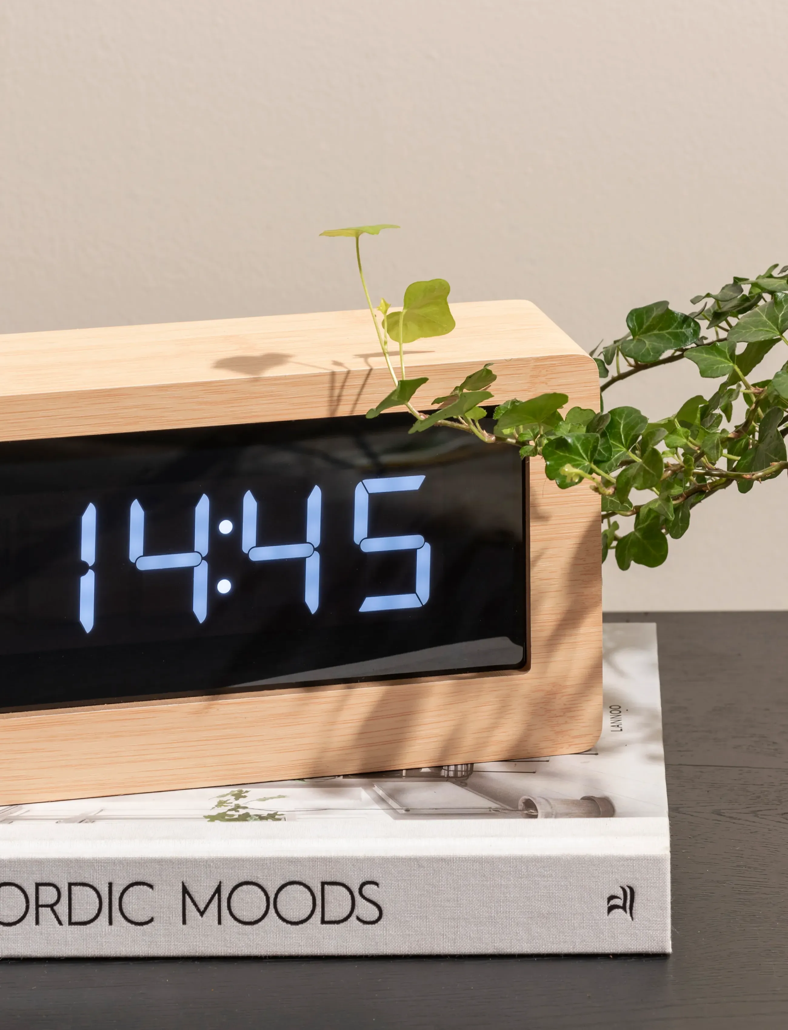 KARLSSON Table Clock Boxed Led Light Wood Veneer, H 12.5 cm, Watches - Mantel & Clocks, Homeware