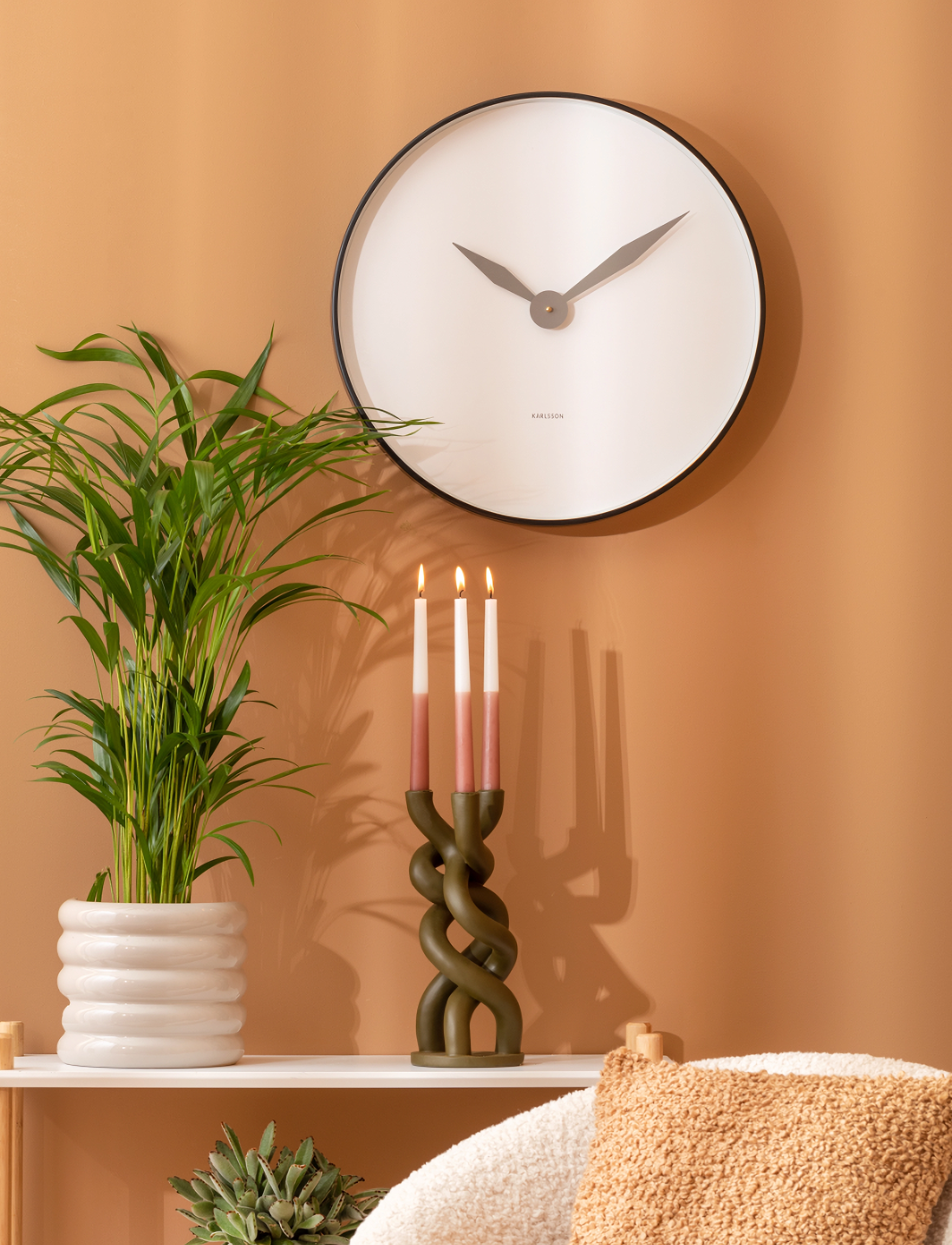 KARLSSON Wall Clock Albatross Iron Black, Ø50X5.5 cm, Watches, Schwarz - Clocks, Homeware