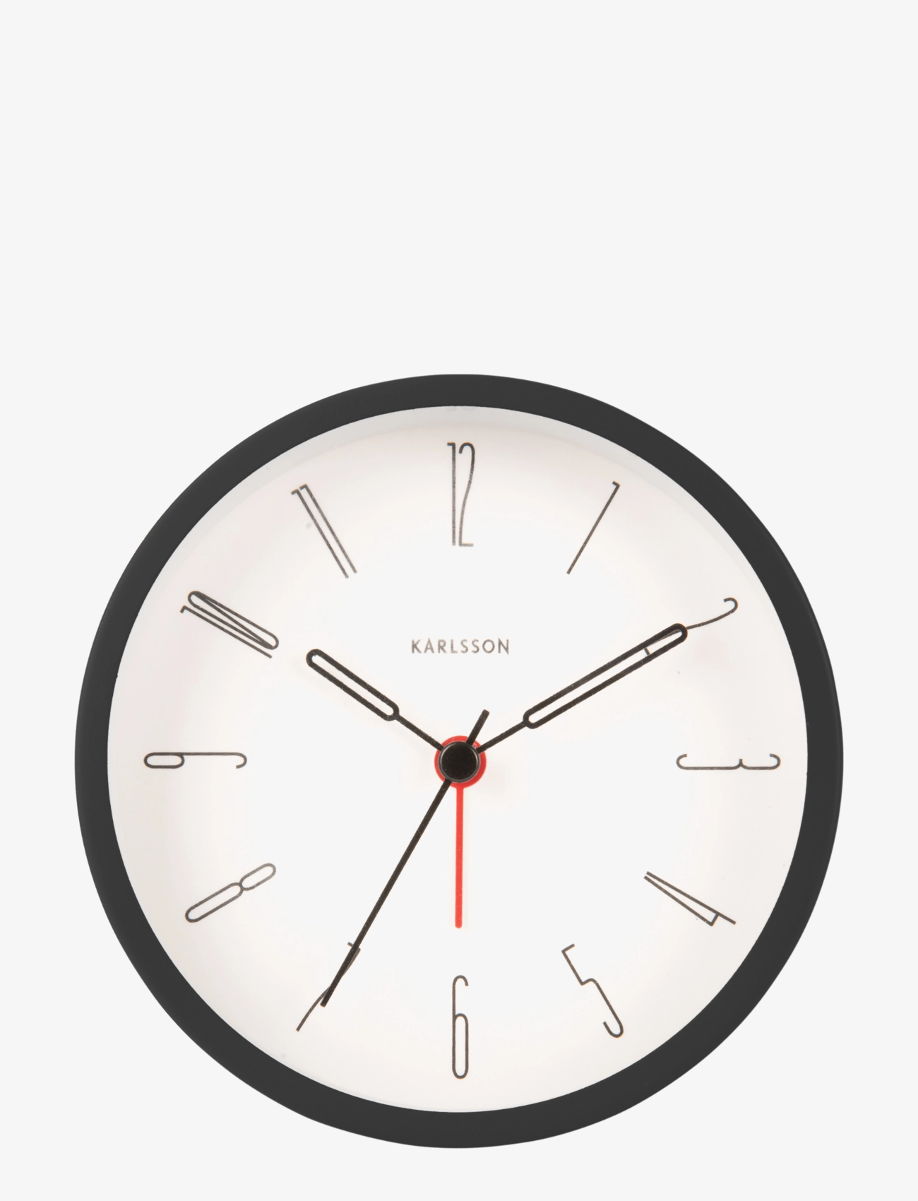 KARLSSON Alarm Clock Belle Numbers Iron Black, Vækkeur, Sort, Str: Ø11X5XCM