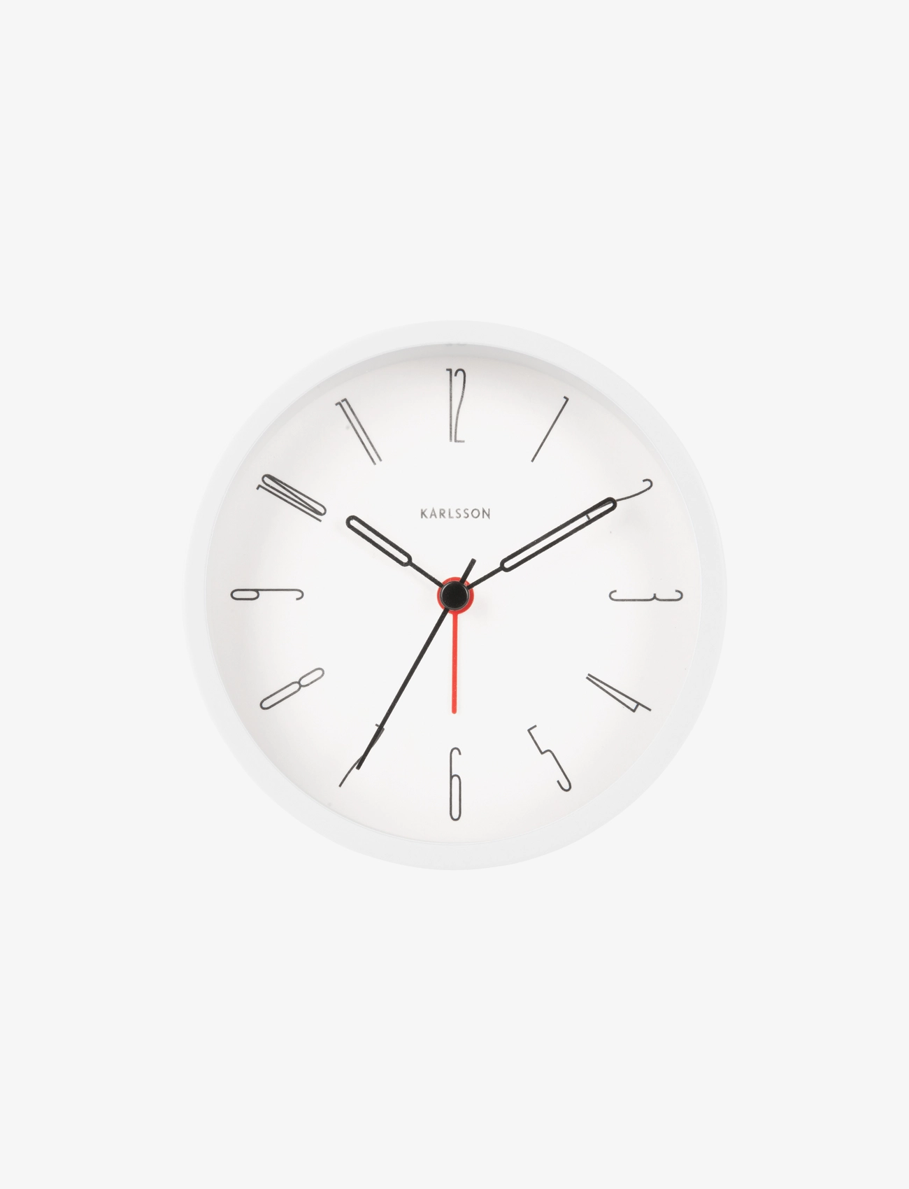 KARLSSON Alarm Clock Belle Numbers Iron White, Vækkeur, Hvid, Str: Ø11X5XCM