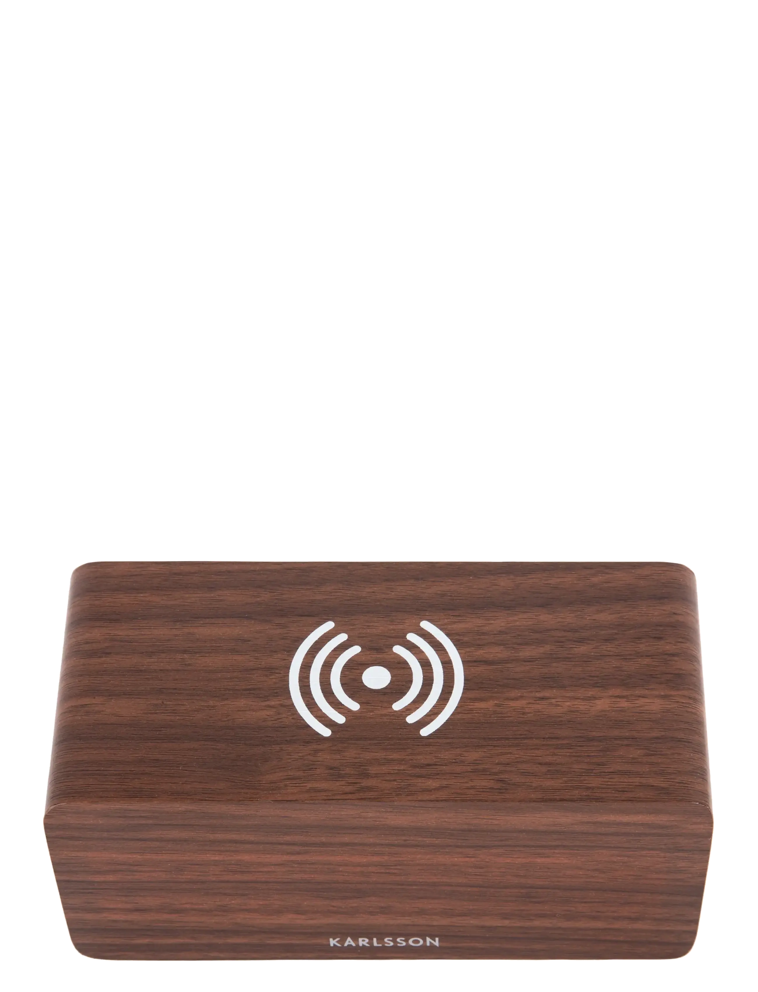 KARLSSON - Alarm clock Block w. phone charger LED dark wood veneer, white LED - chargeurs - dark wood - 3