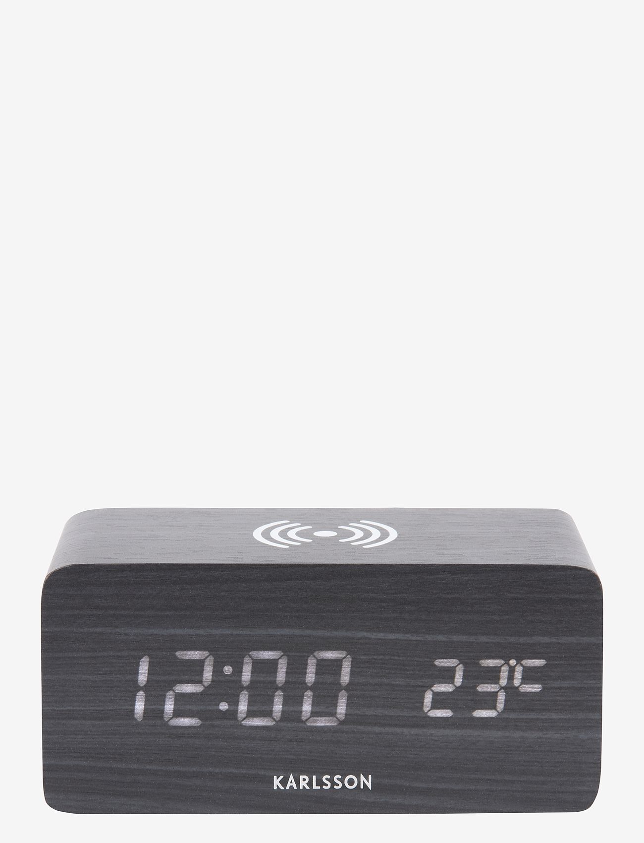 KARLSSON - Alarm clock Block w. phone charger LED black veneer, white LED - vækkeure - black - 0