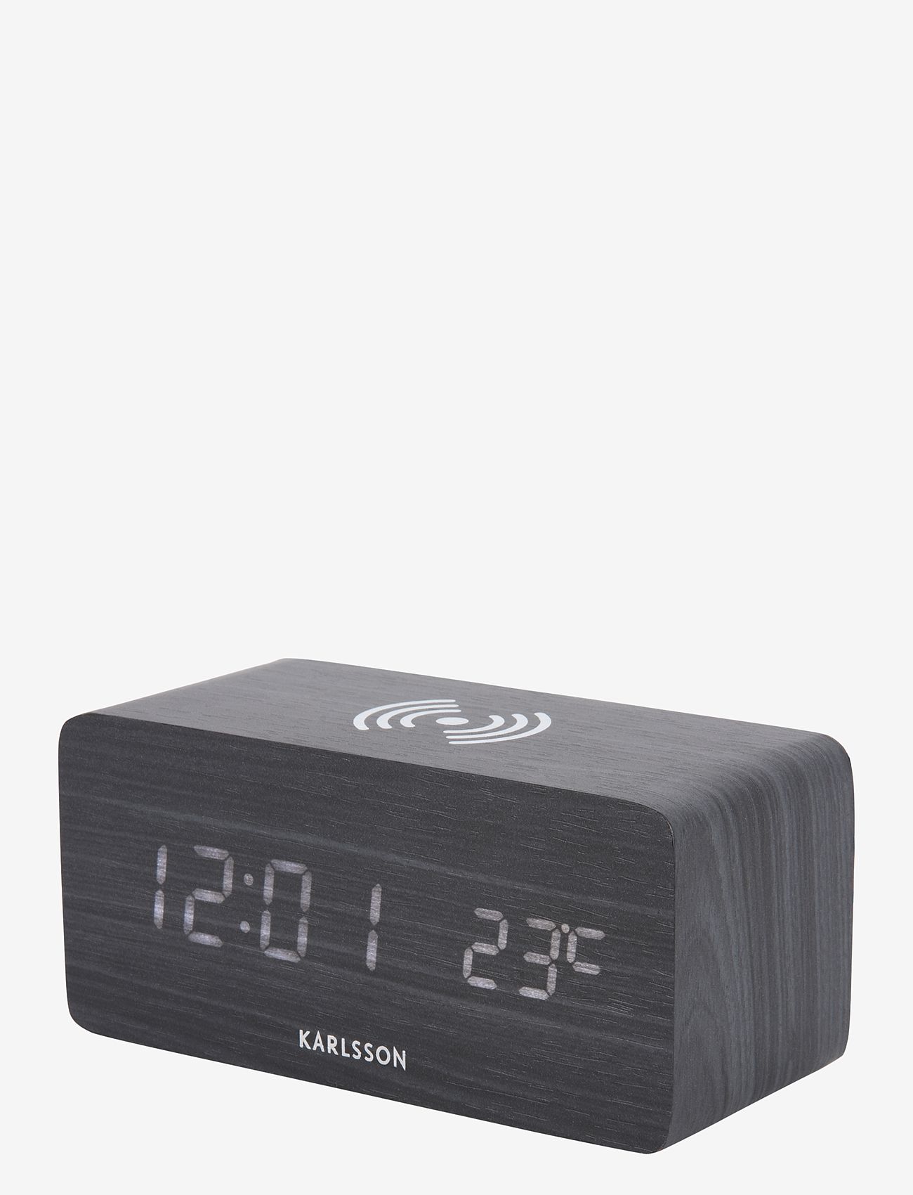 KARLSSON - Alarm clock Block w. phone charger LED black veneer, white LED - vækkeure - black - 2