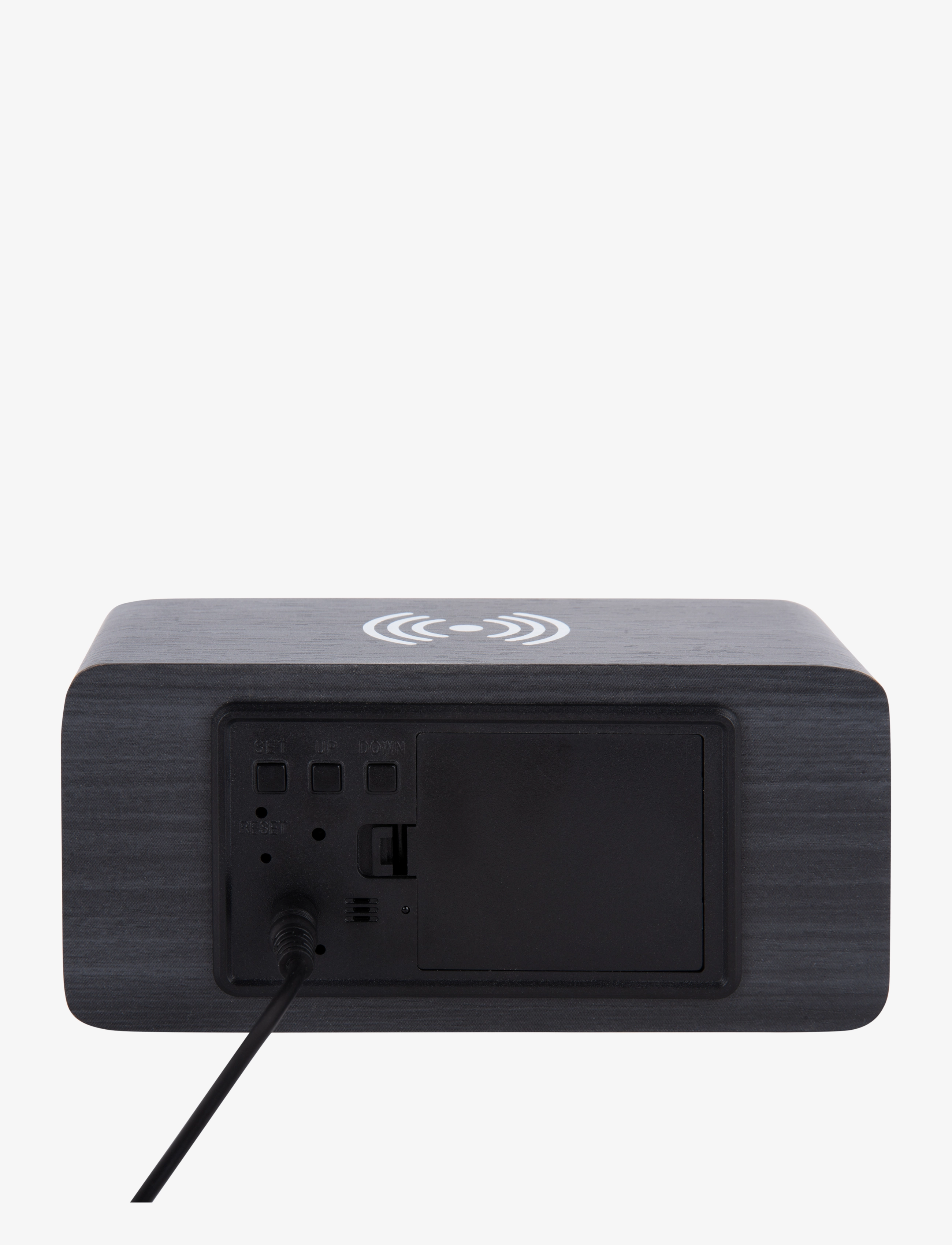 KARLSSON - Alarm clock Block w. phone charger LED black veneer, white LED - vekjaraklukkur - black - 5