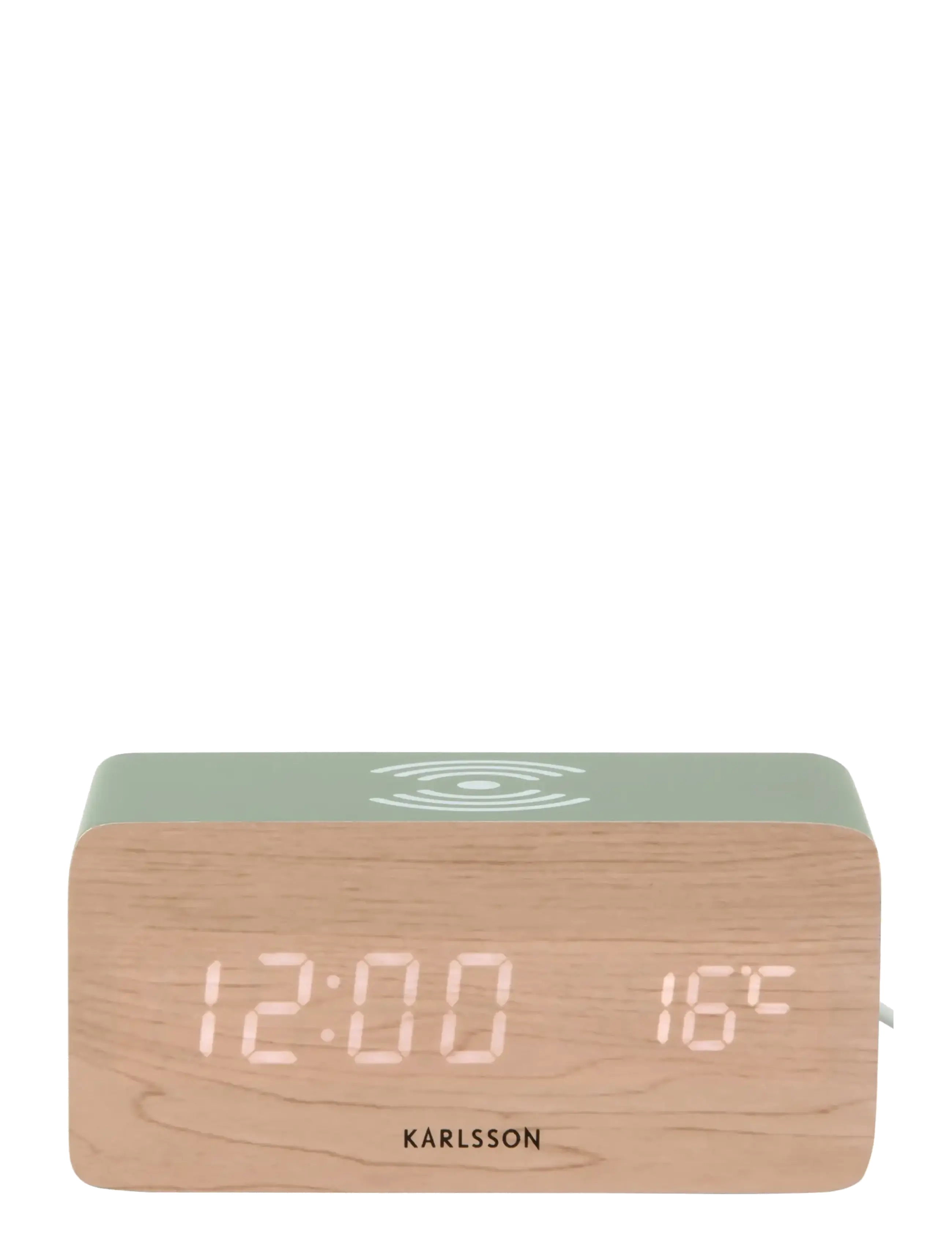 KARLSSON - Alarm clock Block w. phone charger LED jungle green, white LED - opladere - jungle green - 1