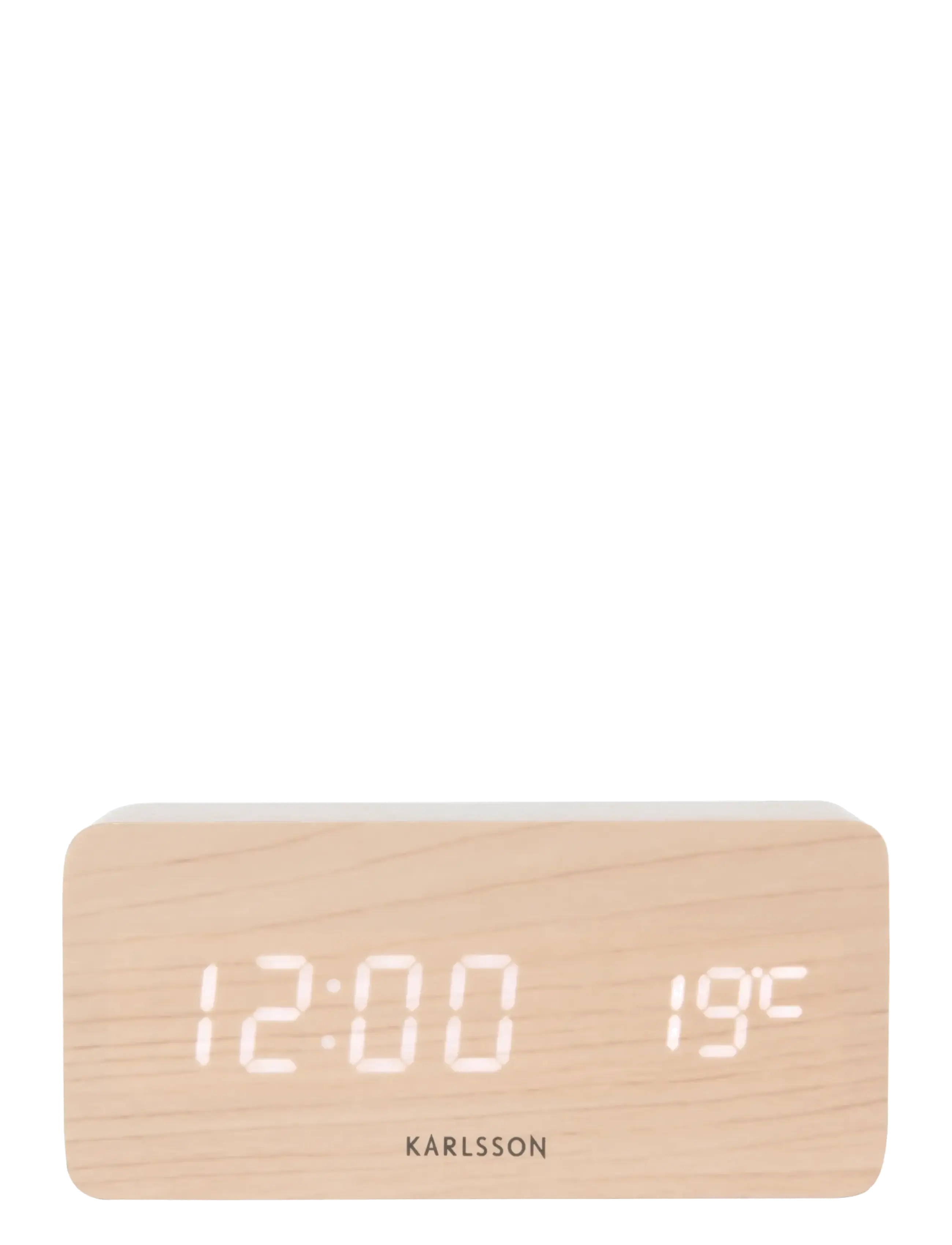 KARLSSON - Alarm clock Block w. phone charger LED light wood veneer, white LED - opladere - light wood veneer - 1