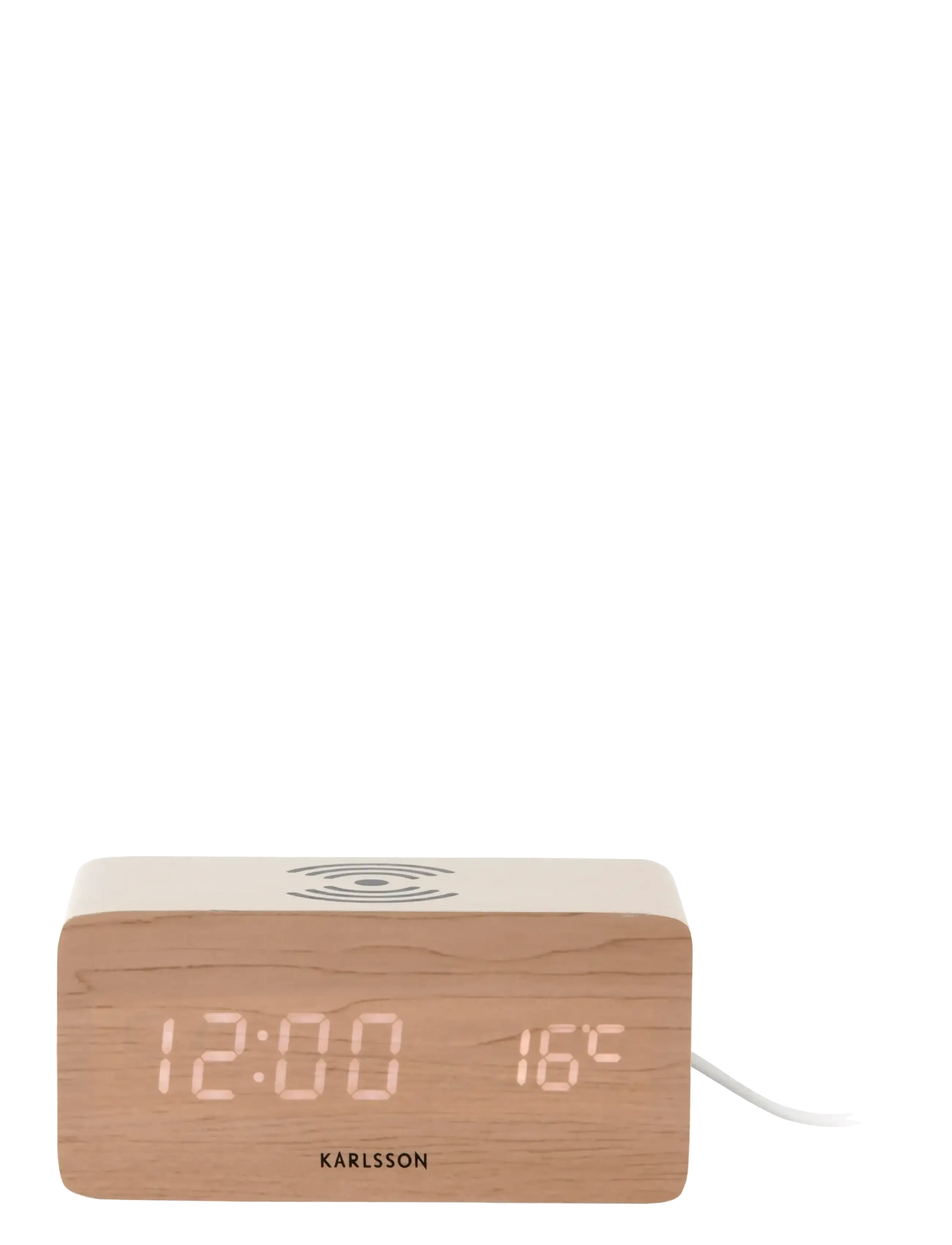 KARLSSON - Alarm clock Block w. phone charger LED white wash veneer, white LED - ladegeräte - white wash veneer - 1
