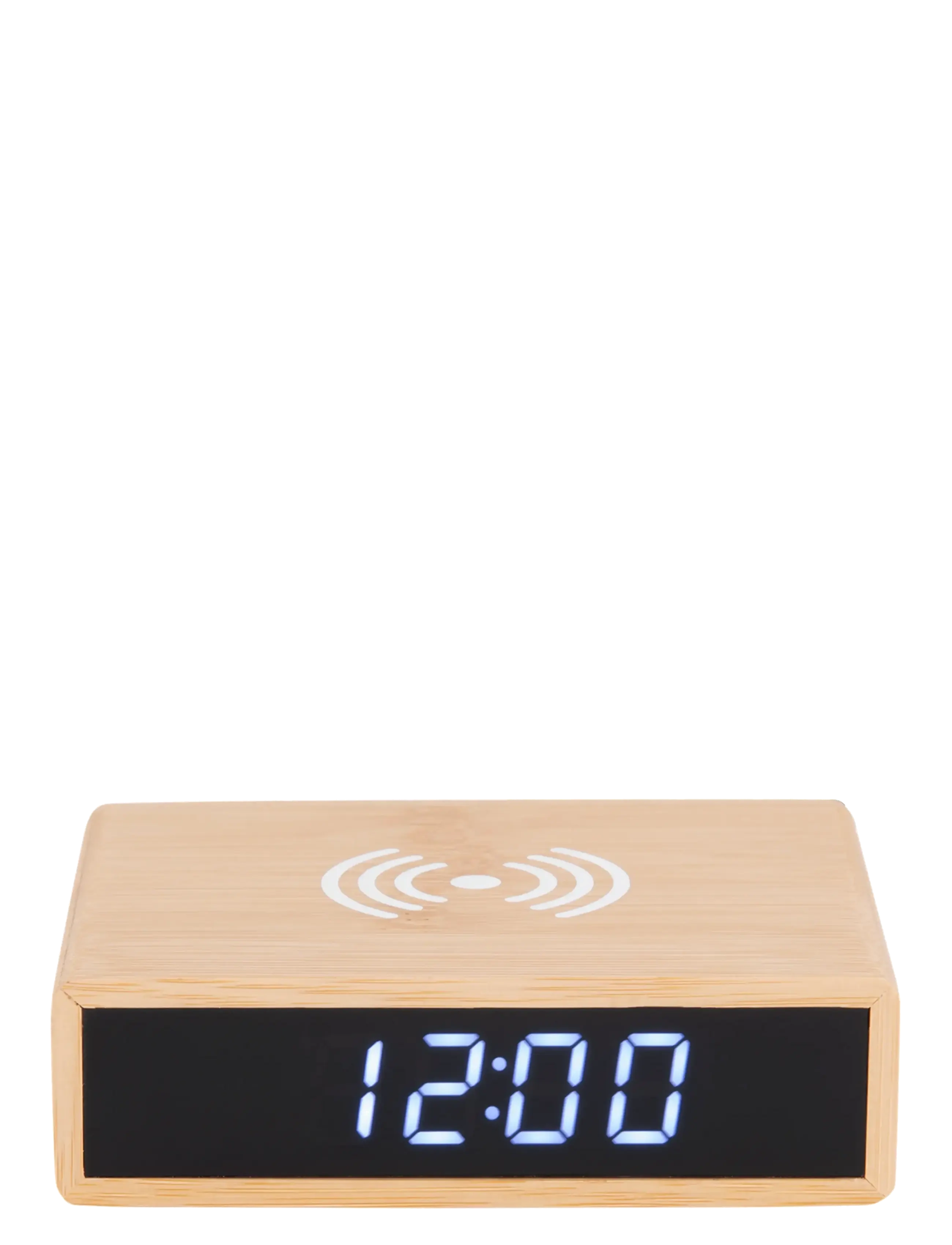 KARLSSON Alarm Clock Flat W. Phone Charger Led Bamboo, W3.1 cm, Watches - Clocks, Homeware