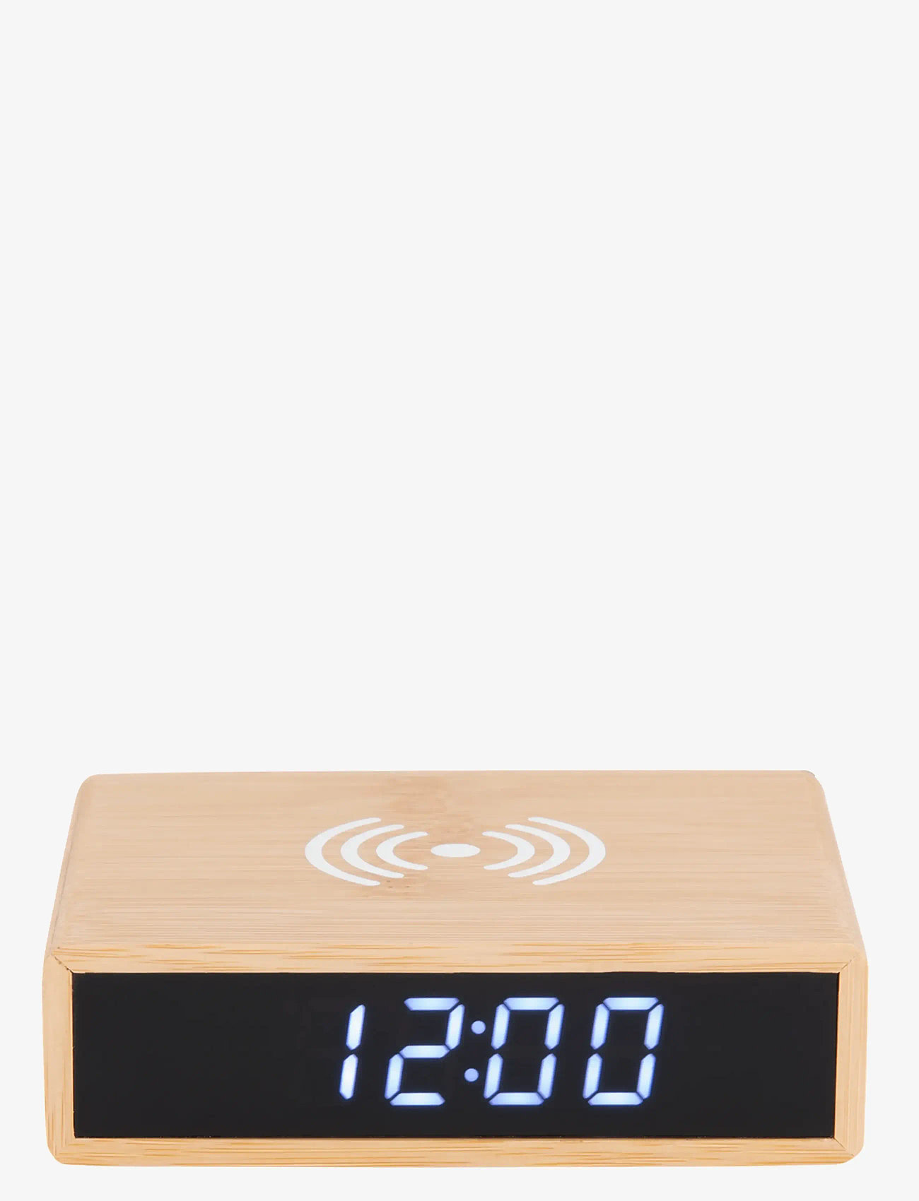 KARLSSON - Alarm clock Flat w. phone charger LED bamboo - vekjaraklukkur - bamboo - 0