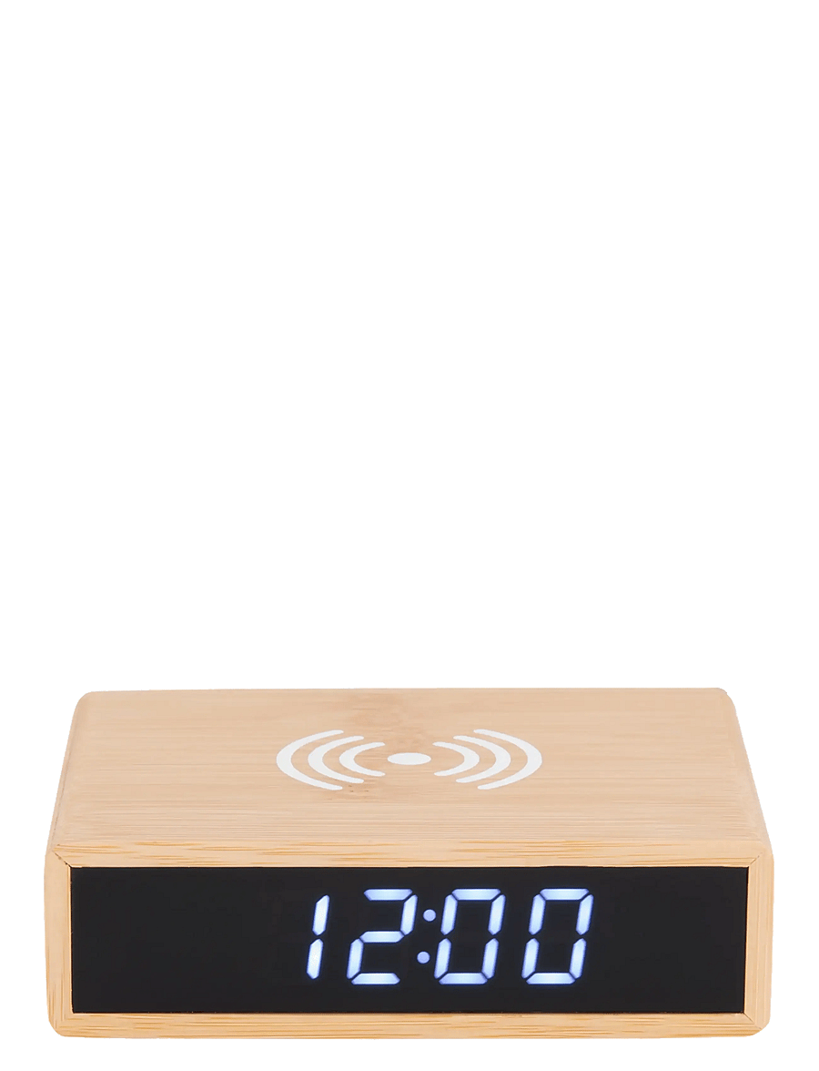 KARLSSON - Alarm clock Flat w. phone charger LED bamboo - wecker - bamboo - 0