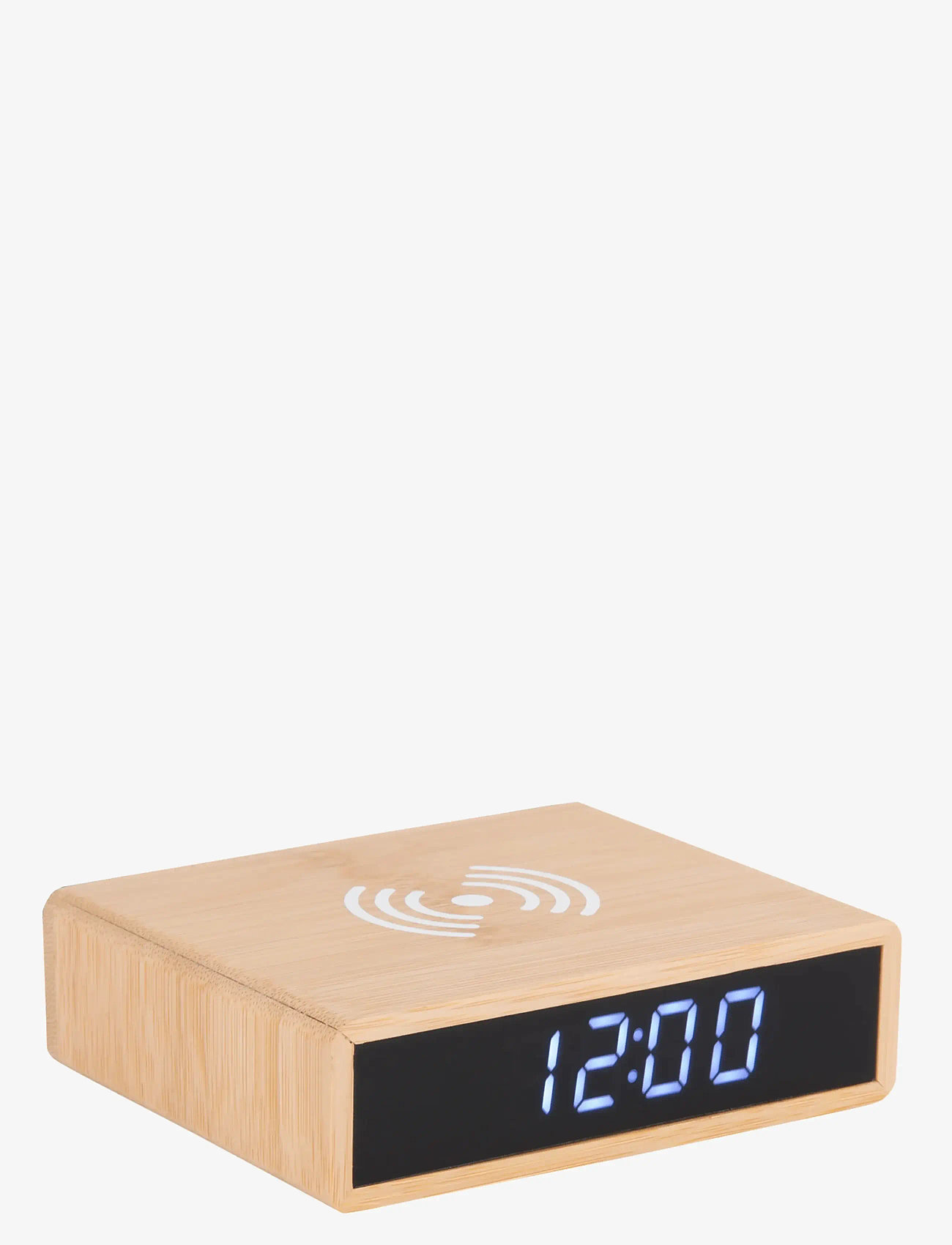 KARLSSON - Alarm clock Flat w. phone charger LED bamboo - vekjaraklukkur - bamboo - 1