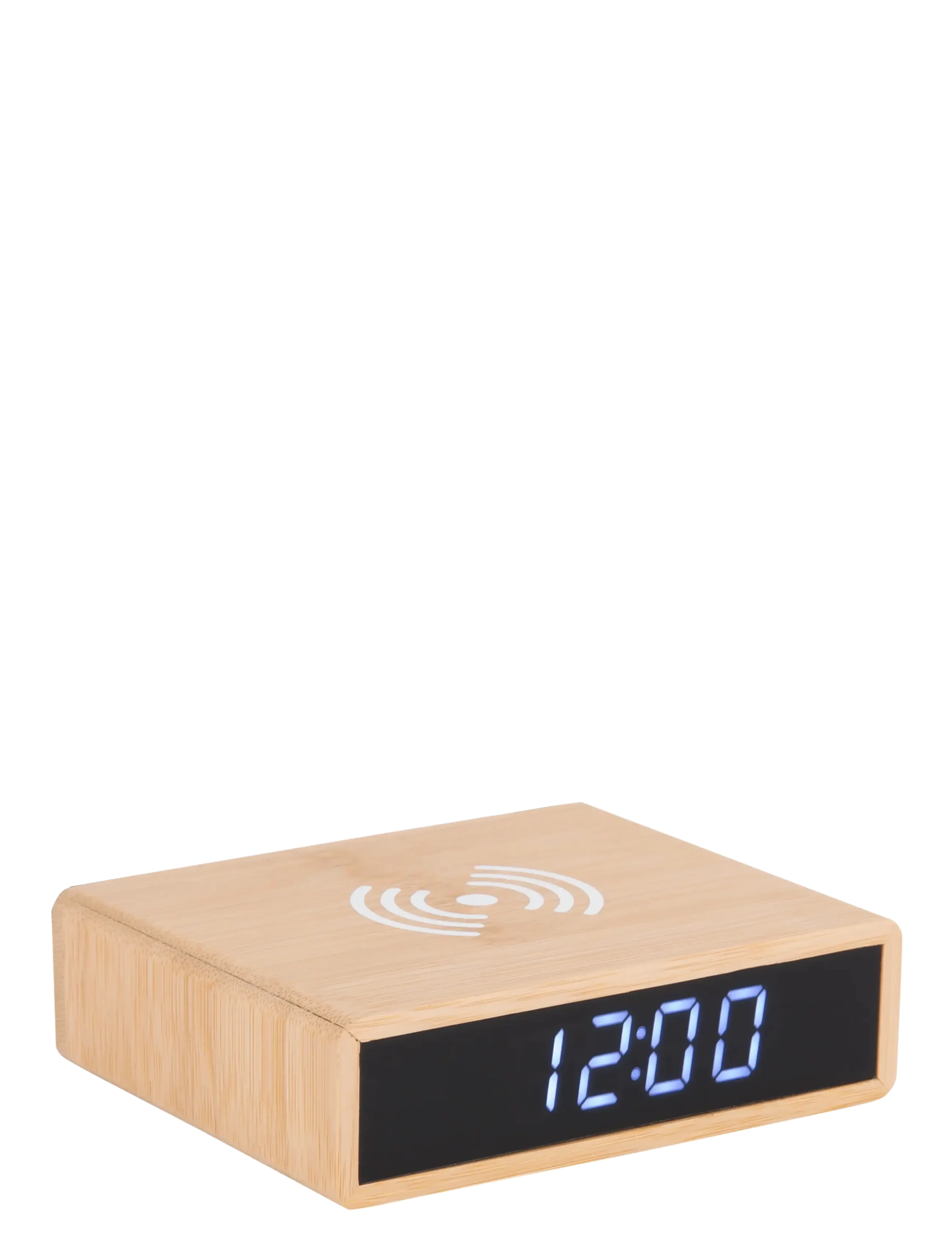 KARLSSON - Alarm clock Flat w. phone charger LED bamboo - väckarklockor - bamboo - 1