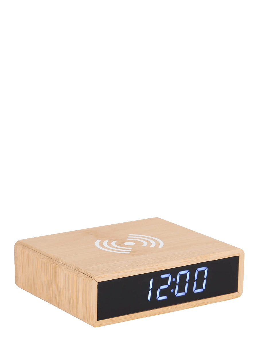 KARLSSON - Alarm clock Flat w. phone charger LED bamboo - wecker - bamboo - 1