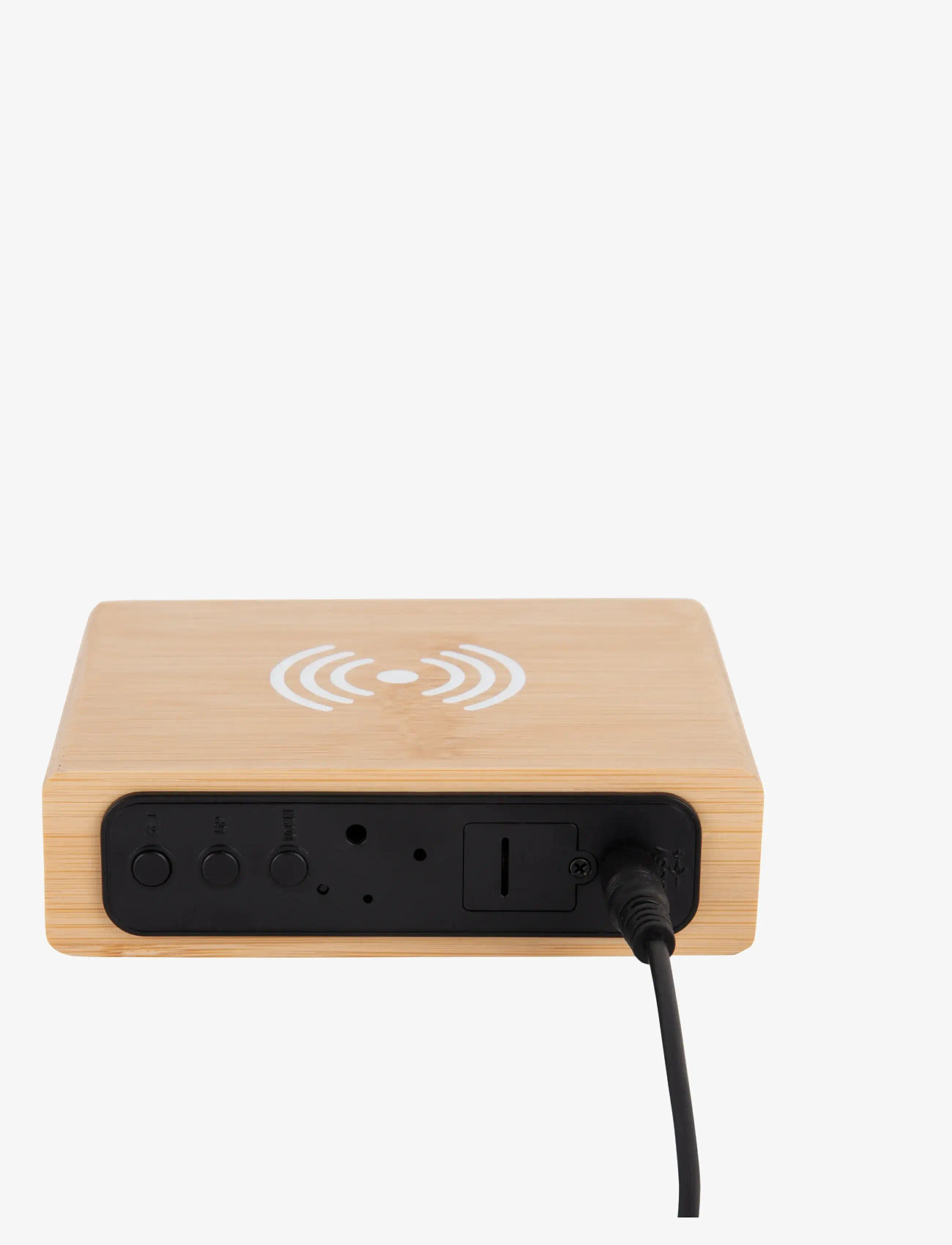 KARLSSON - Alarm clock Flat w. phone charger LED bamboo - vekjaraklukkur - bamboo - 2