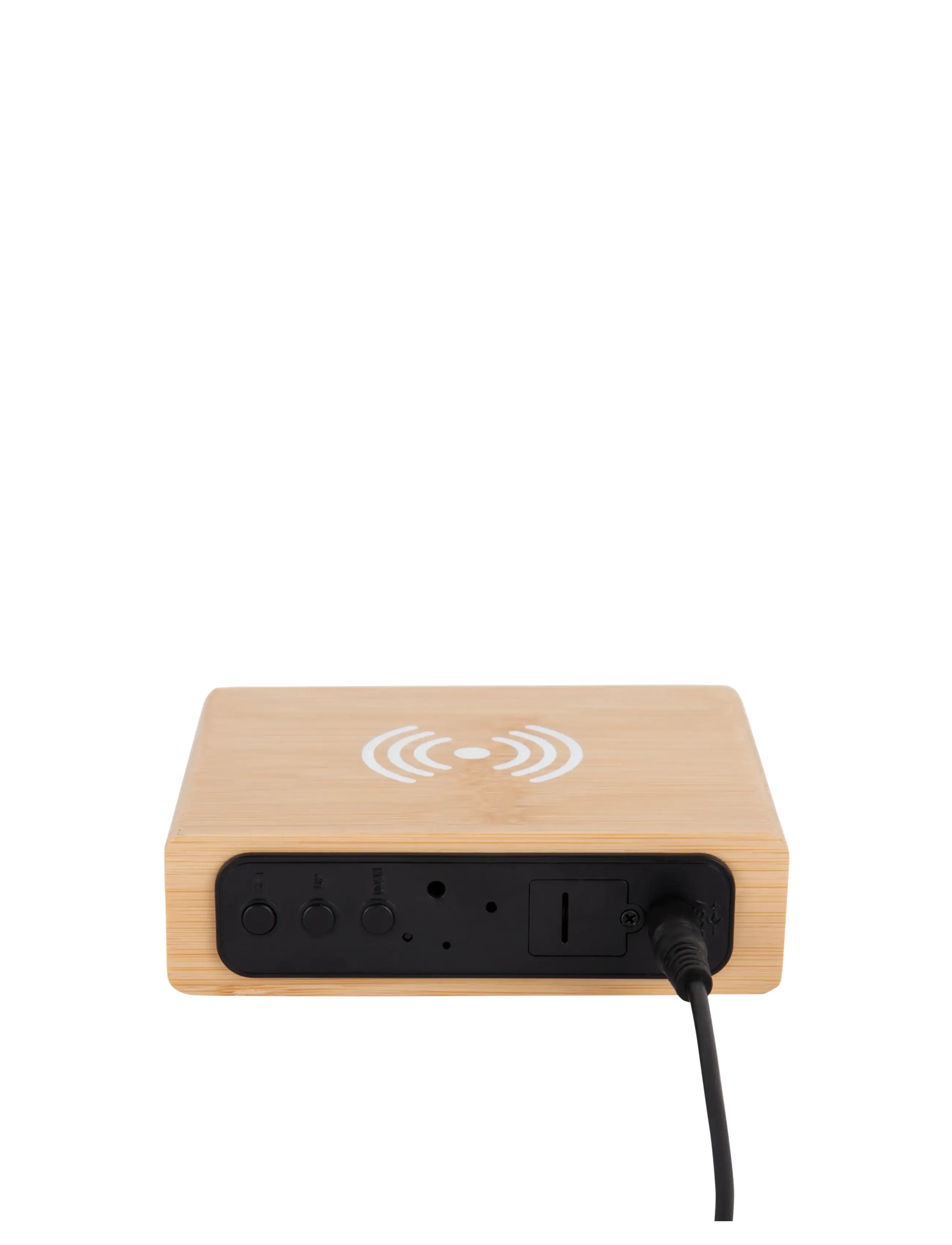 KARLSSON - Alarm clock Flat w. phone charger LED bamboo - väckarklockor - bamboo - 2