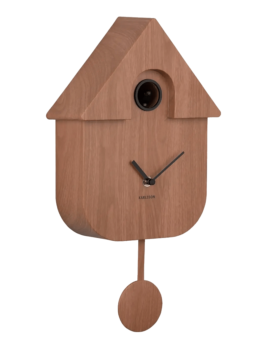 KARLSSON - Wall clock Modern Cuckoo light wood print - wanduhren - dark wood - 1
