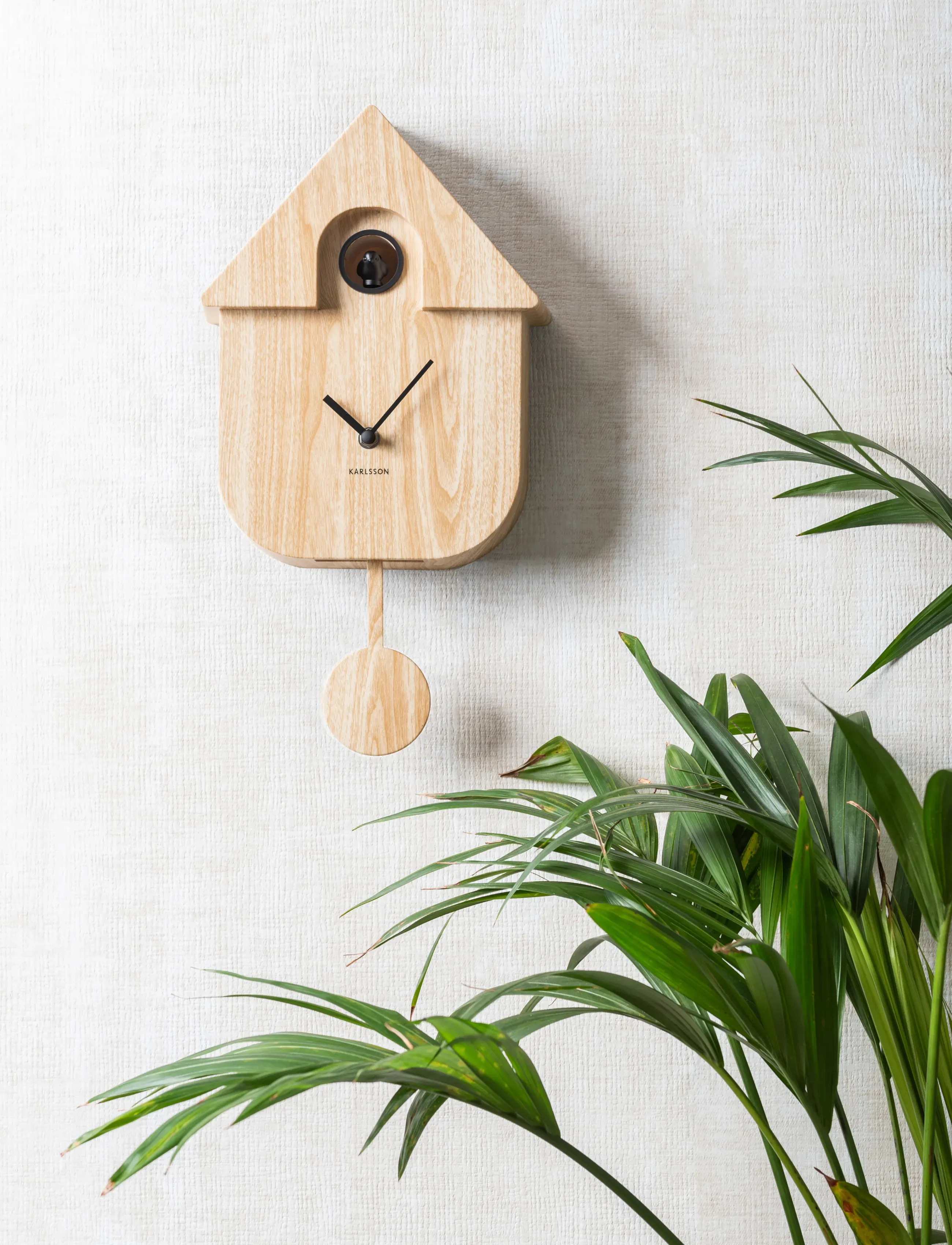KARLSSON - Wall clock Modern Cuckoo dark wood print - wanduhren - light wood - 0