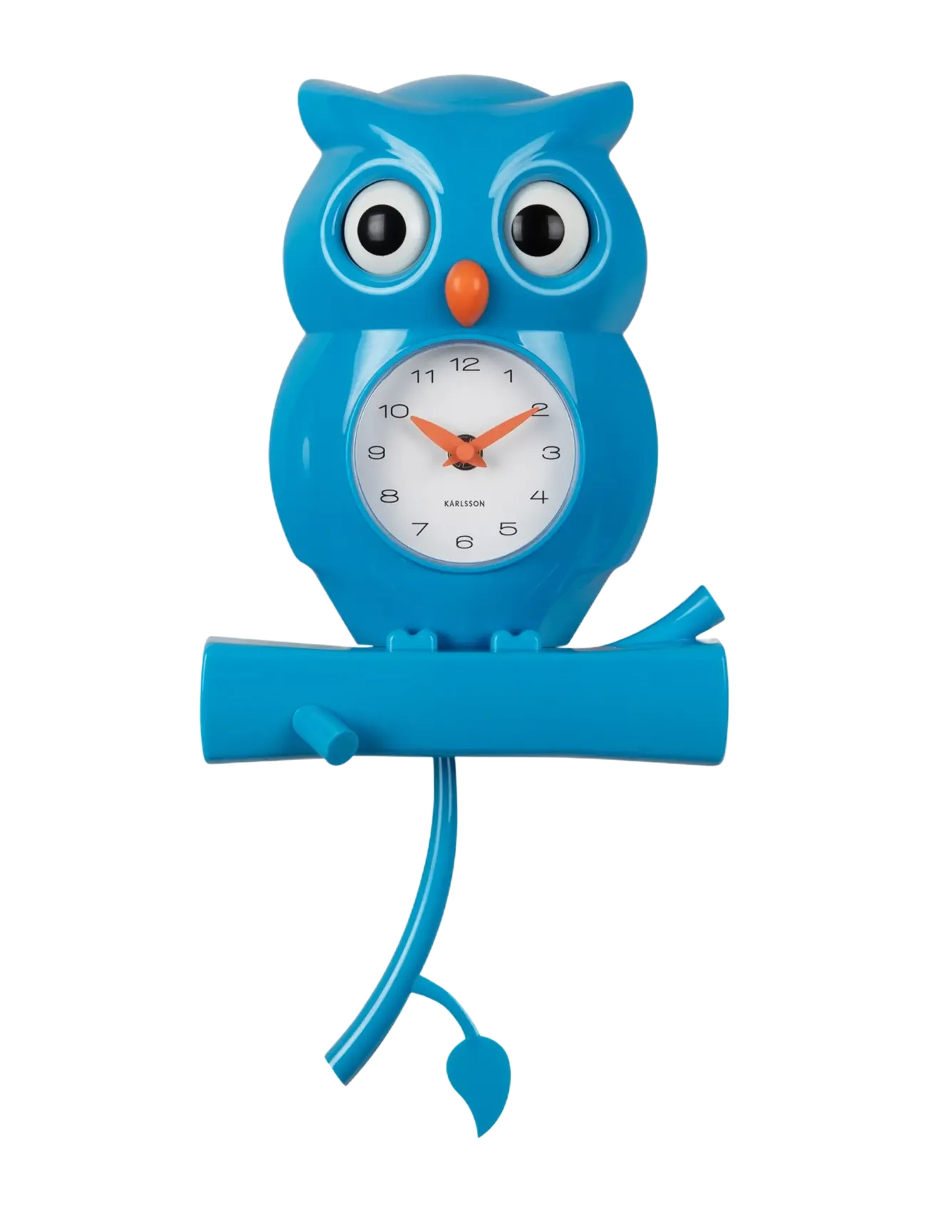 KARLSSON Wall Clock Owl Pendulum Abs Bright Blue, Clocks, Blå, Str: H:37.5CM