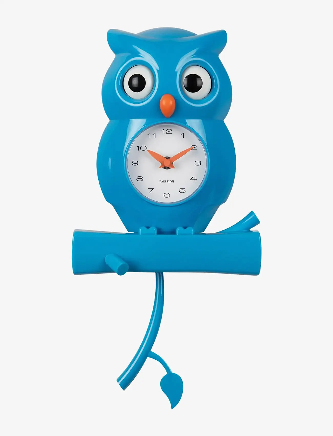 KARLSSON - Wall clock Owl pendulum ABS bright blue - klockor - blue - 0