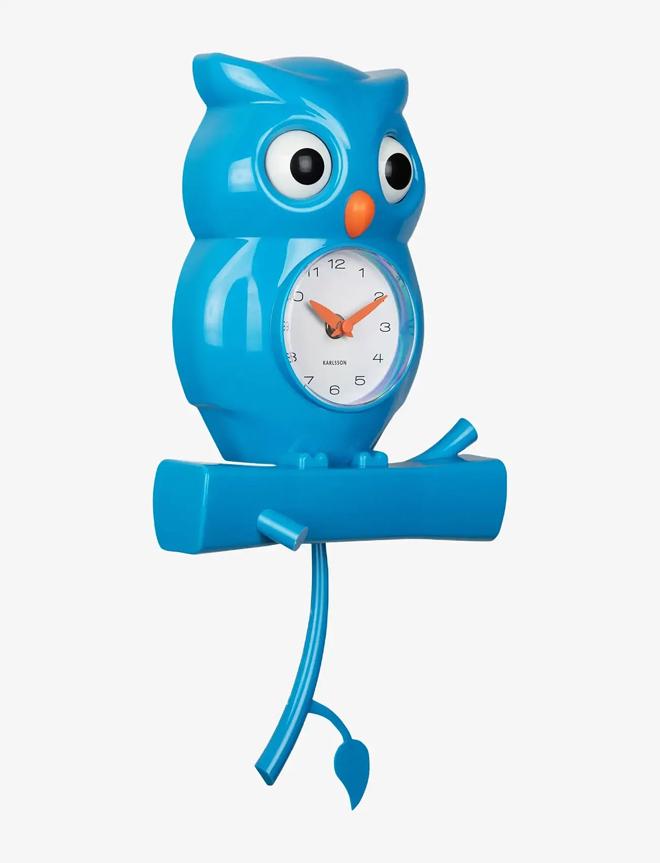 KARLSSON - Wall clock Owl pendulum ABS bright blue - klockor - blue - 1