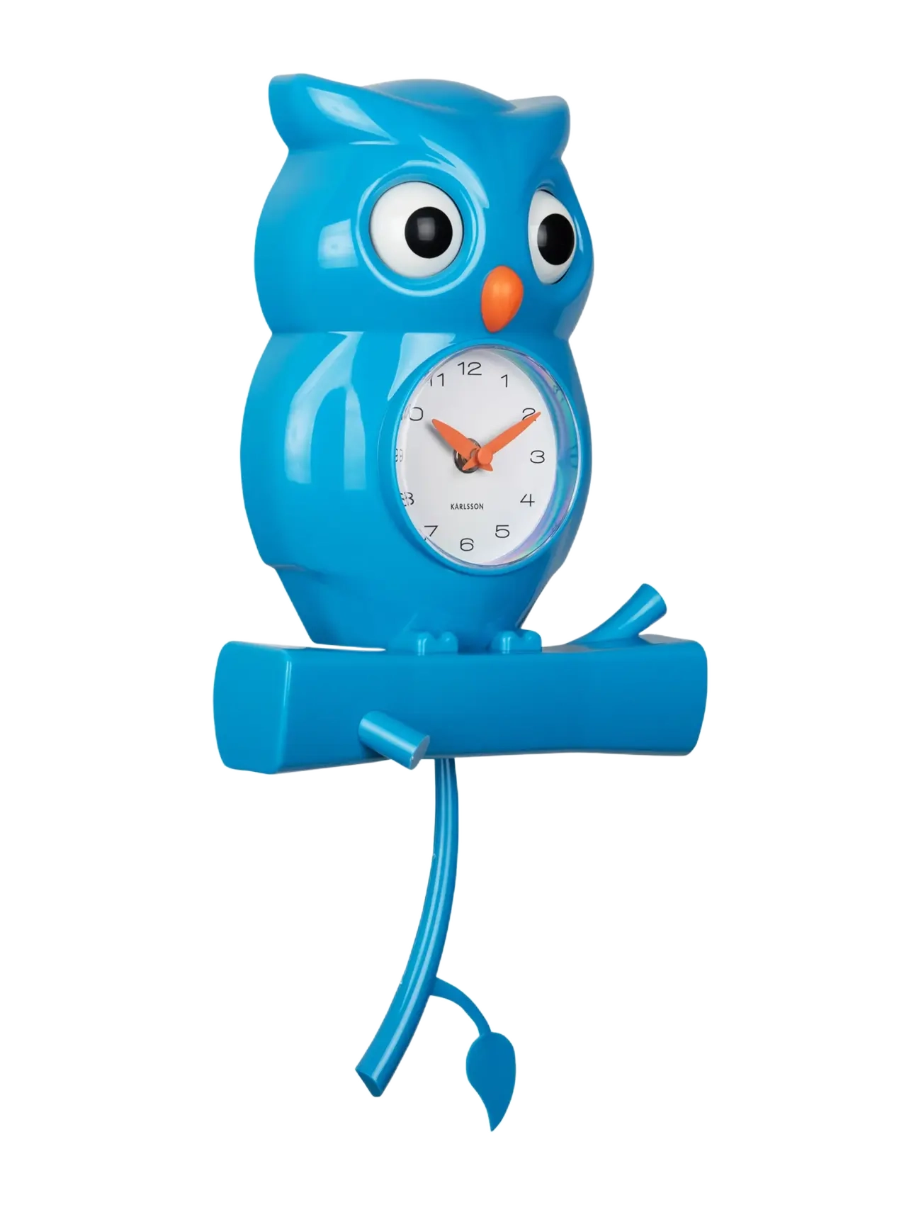 KARLSSON - Wall clock Owl pendulum ABS bright blue - barn - blue - 1