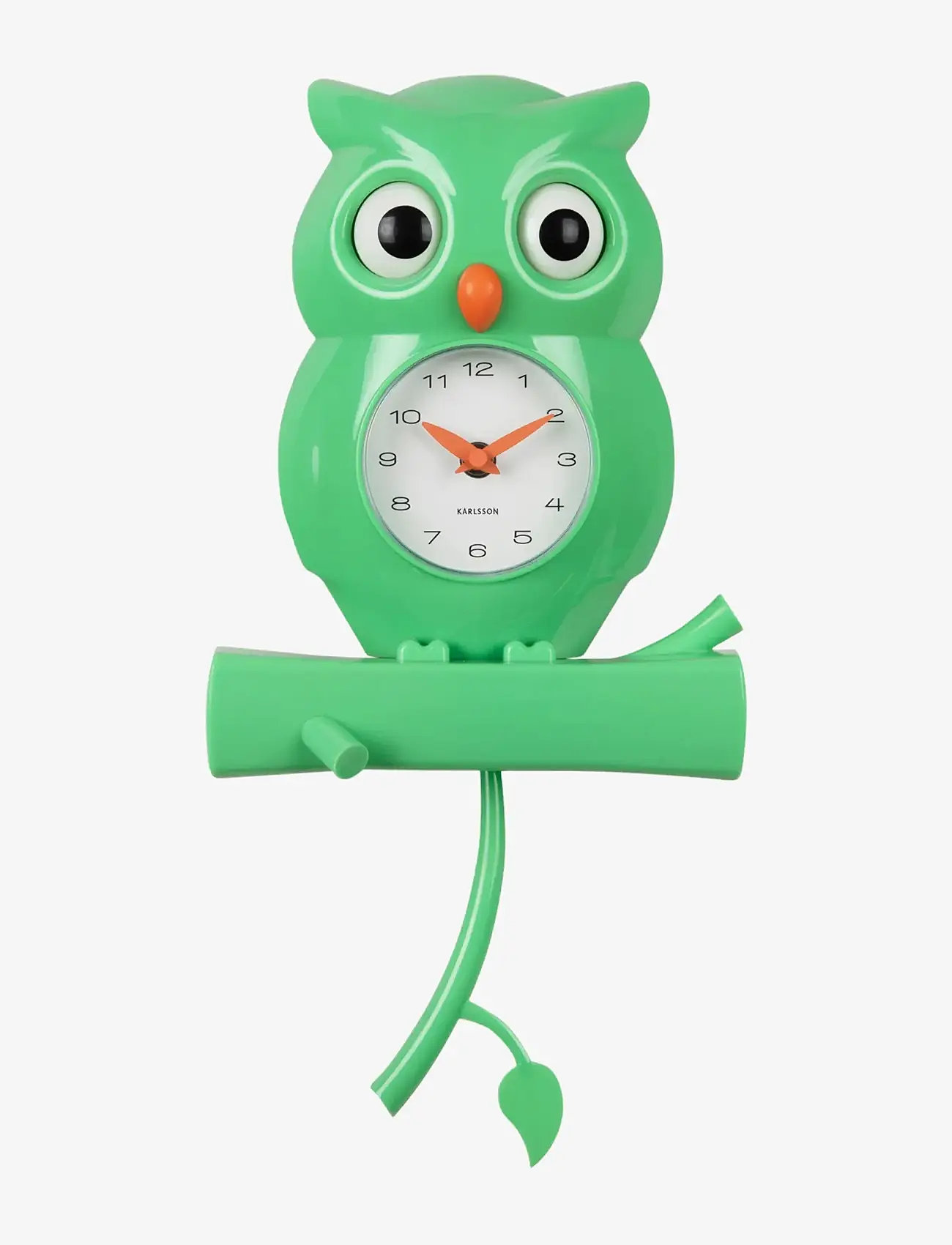 KARLSSON - Wall clock Owl pendulum ABS bright green - kellad - green - 0