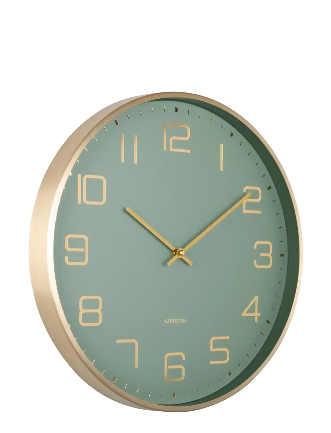 KARLSSON Wall Clock Elegance Glow White, Vægur, Grøn, Str: Ø 40 CM