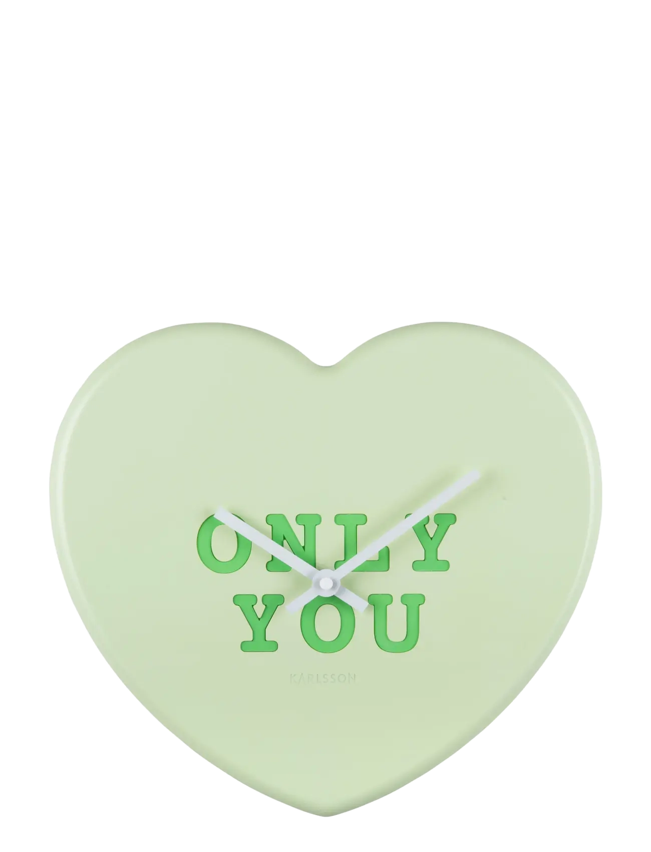 KARLSSON Wall Clock Heart Candy Soft Green, Clocks, Grøn, Str: H:27CM
