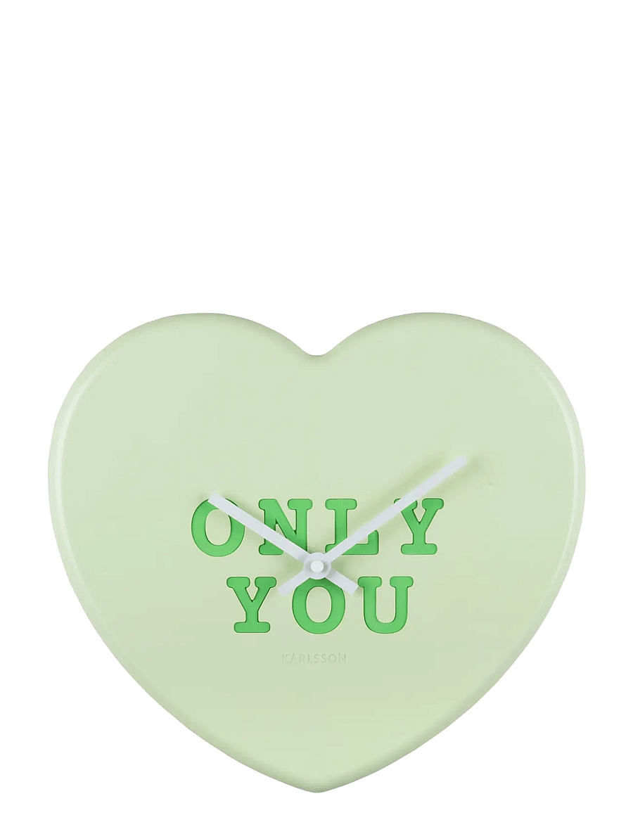 KARLSSON - Wall clock Heart Candy soft green - uhren - green - 0