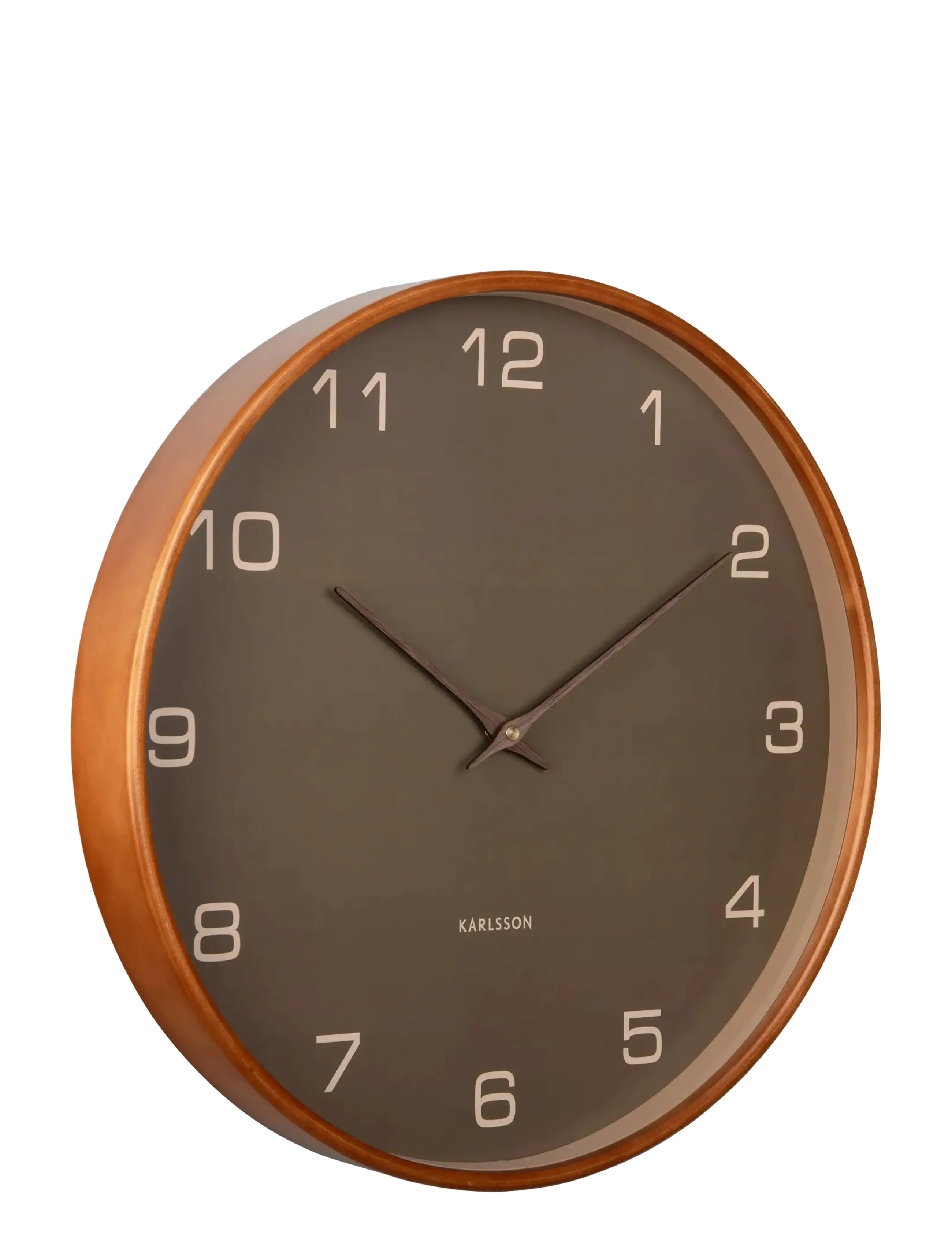 Wall clock Acento wood light grey - MOSS GREEN