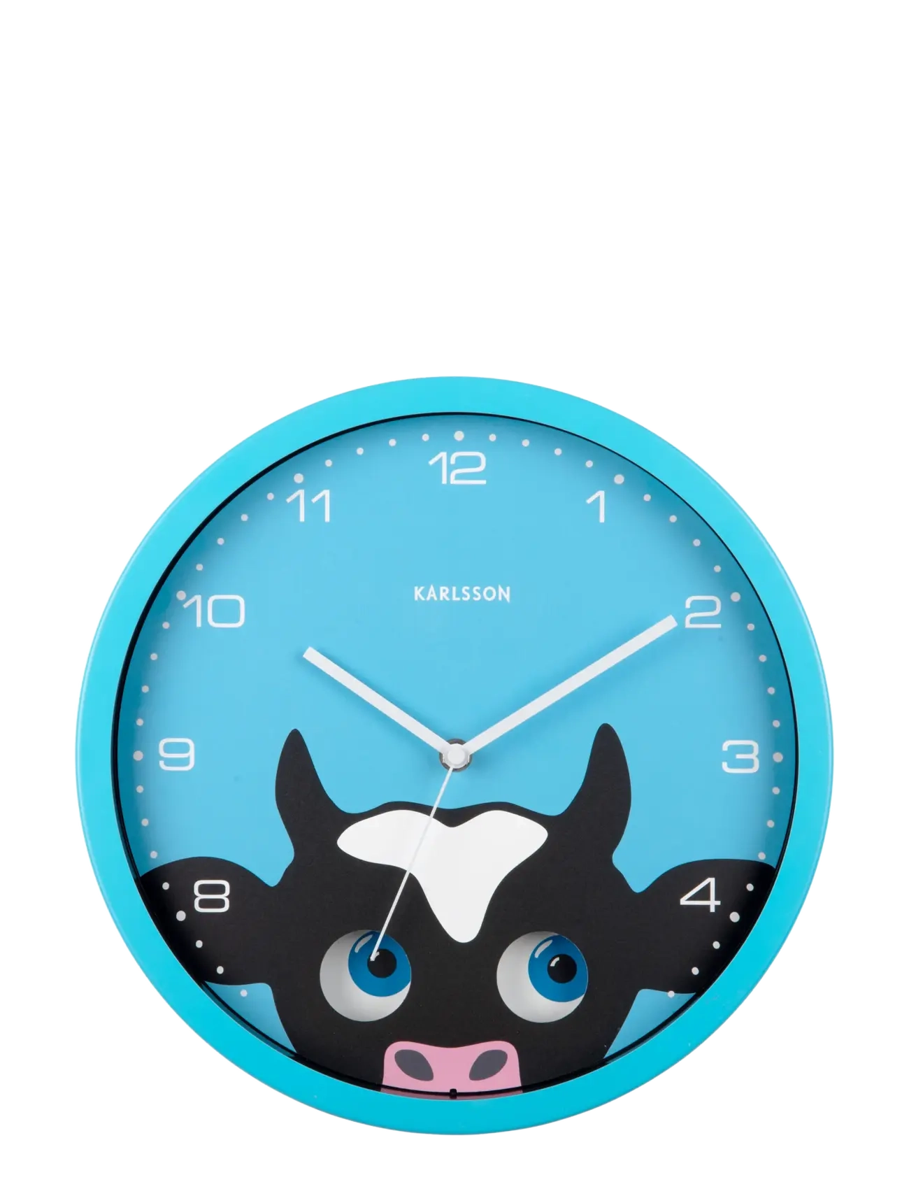 KARLSSON Wall Clock Peekaboo Cow Blue, Clocks, Blå, Str: Ø:30.8CM