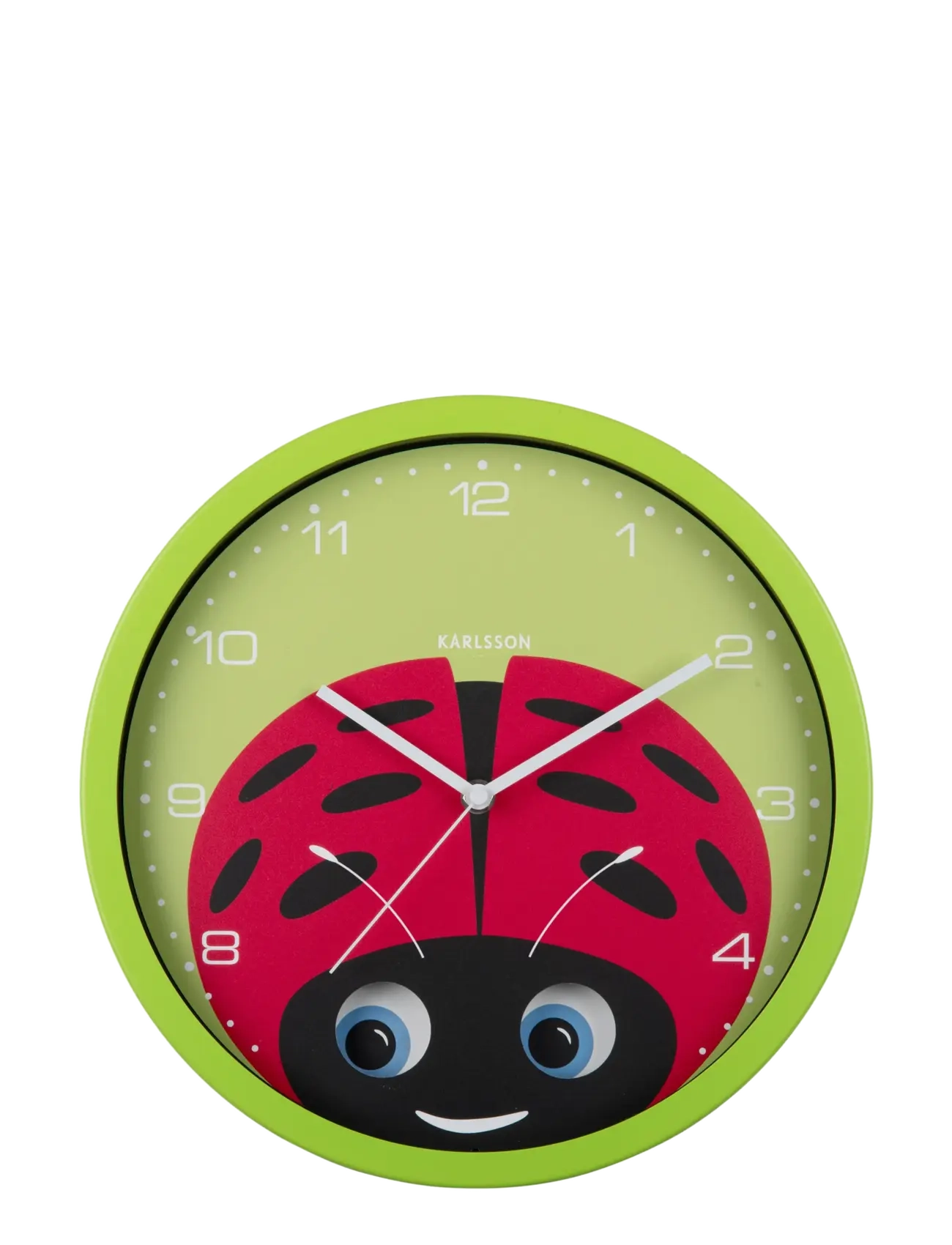 KARLSSON Wall Clock Peekaboo Ladybug Green, Clocks, Grøn, Str: Ø:30.8CM