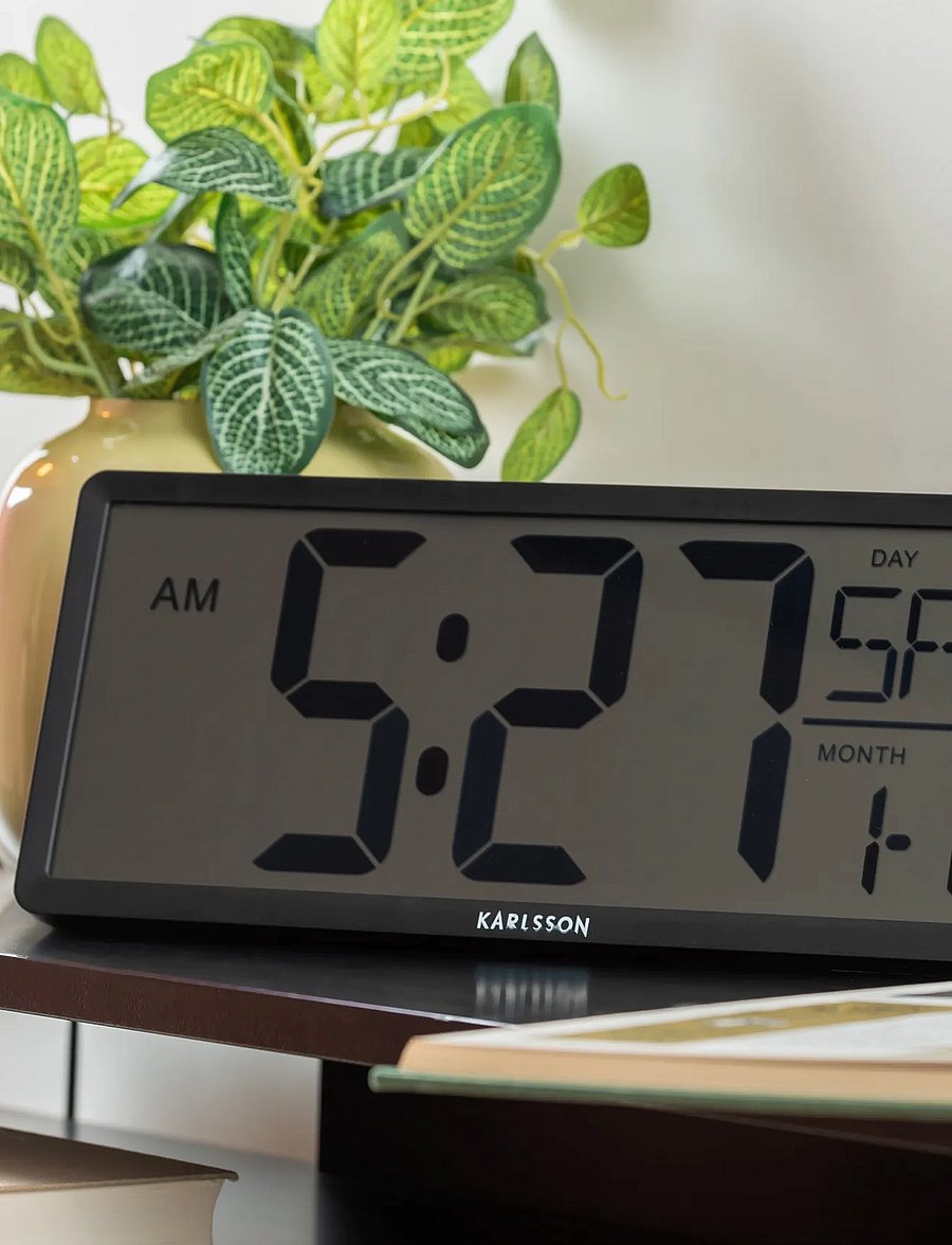 KARLSSON - Wall/Table clock Retro LCD black - wanduhren - black - 0