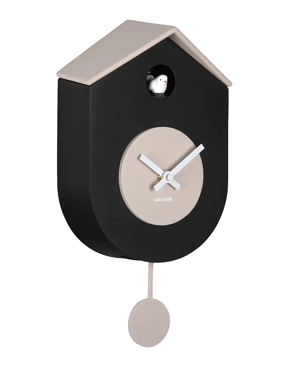 KARLSSON - Wall clock Grato Cuckoo black w. warm grey - sieniniai laikrodžiai - black & warm grey - 1