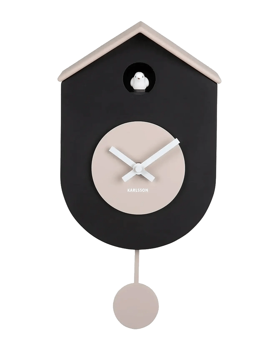 KARLSSON - Wall clock Grato Cuckoo black w. warm grey - sieniniai laikrodžiai - black & warm grey - 2