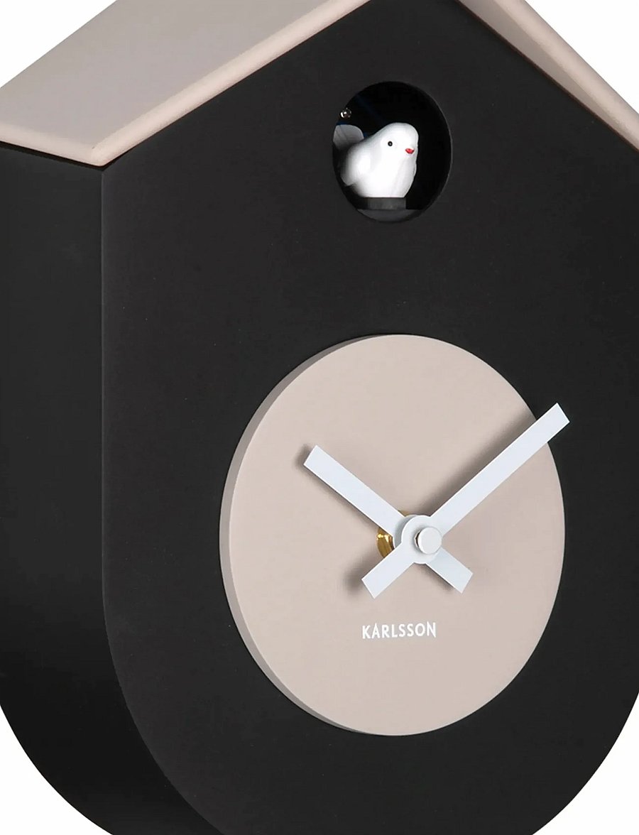 KARLSSON - Wall clock Grato Cuckoo black w. warm grey - sieniniai laikrodžiai - black & warm grey - 4