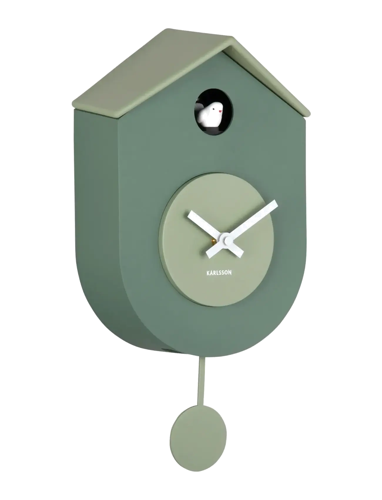 KARLSSON Wall Clock Grato Cuckoo Jungle Green W. Grayed Jade, Vægur, Grøn, Str: H 33.2CM