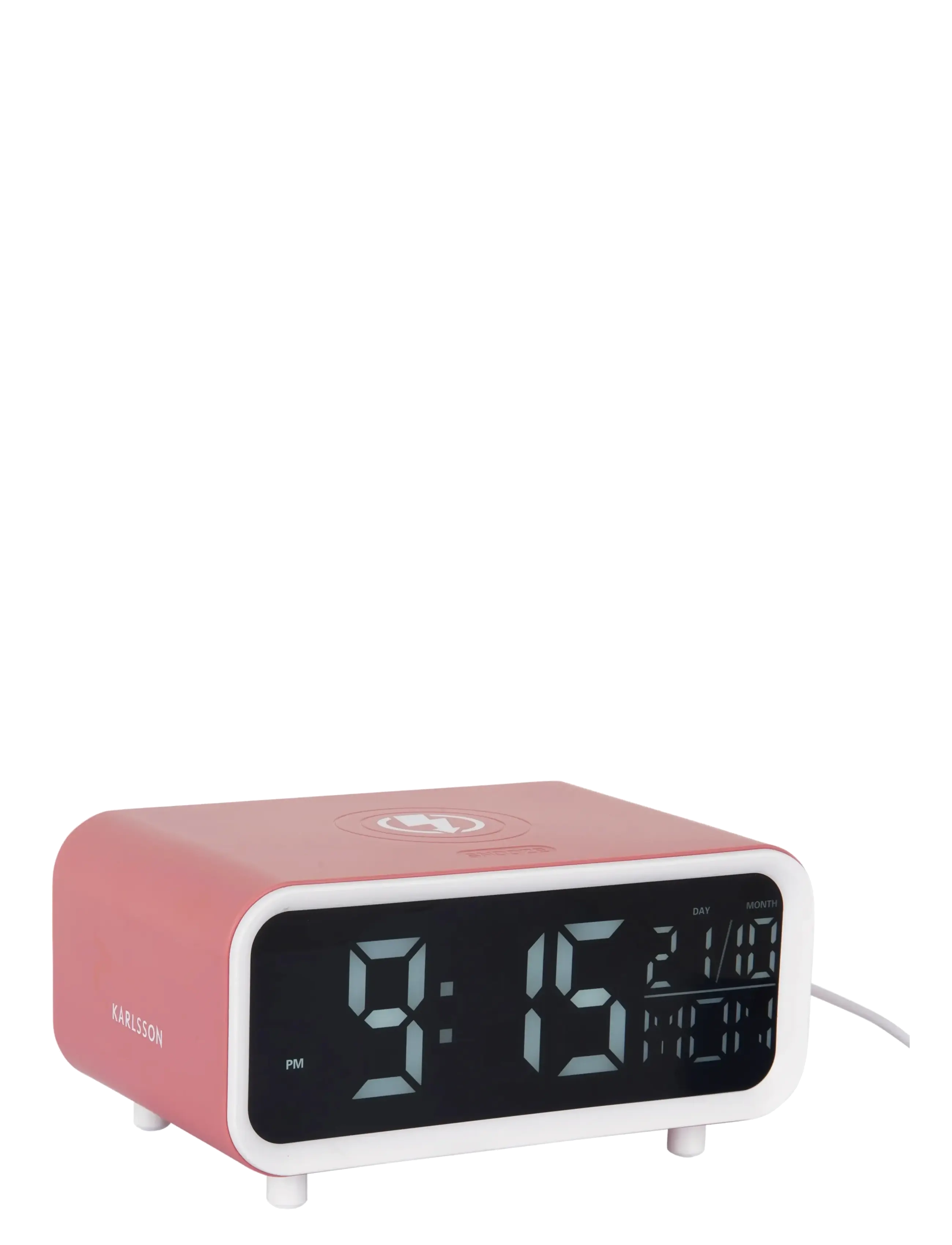 KARLSSON Alarm Clock Chunky Led W. Phone Charger, Clocks, Pink, Str: W17CM