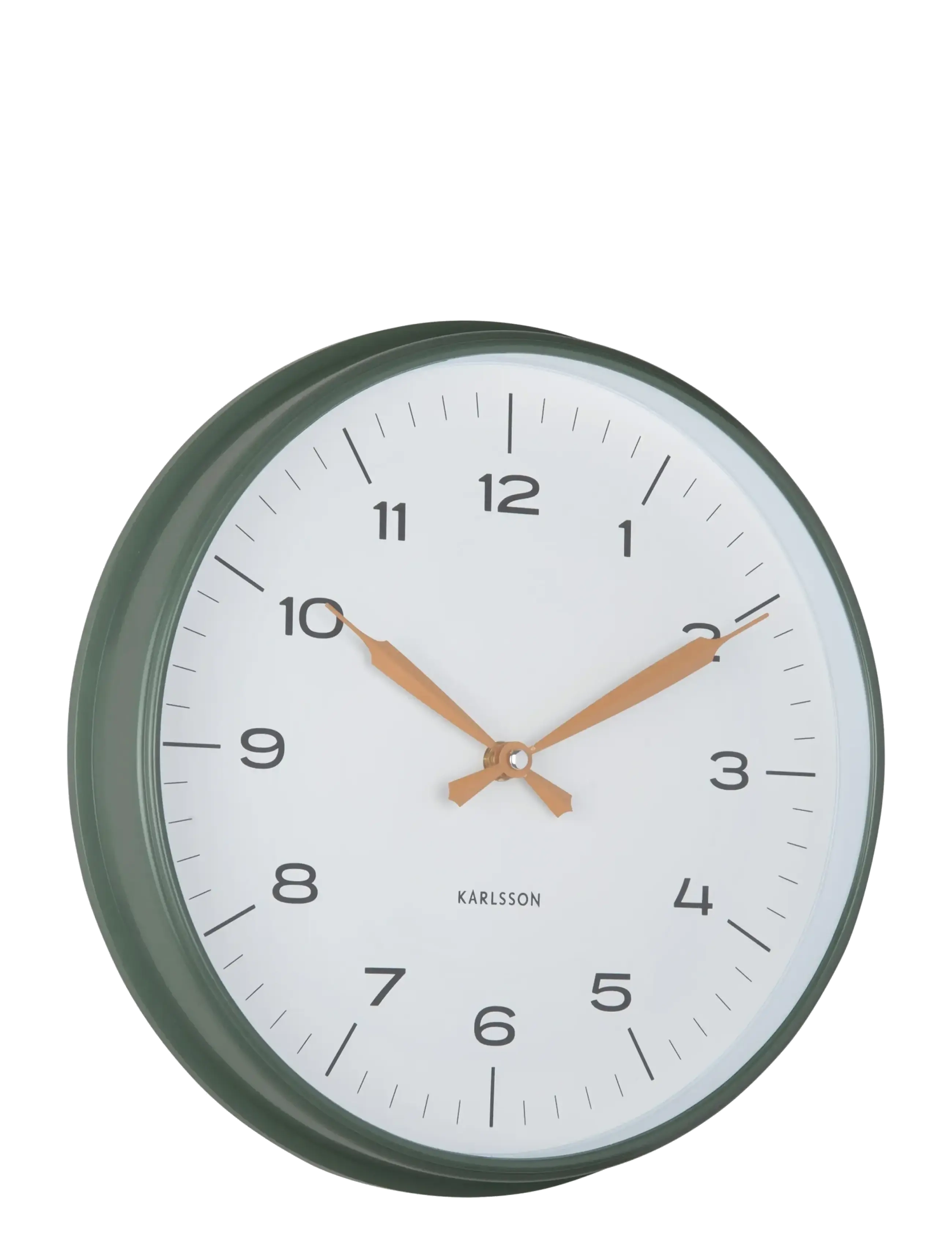 KARLSSON Wall Clock Modern Factory Jungle Green W. Ochre Yellow, Vægur, Grøn, Str: Ø 30 CM