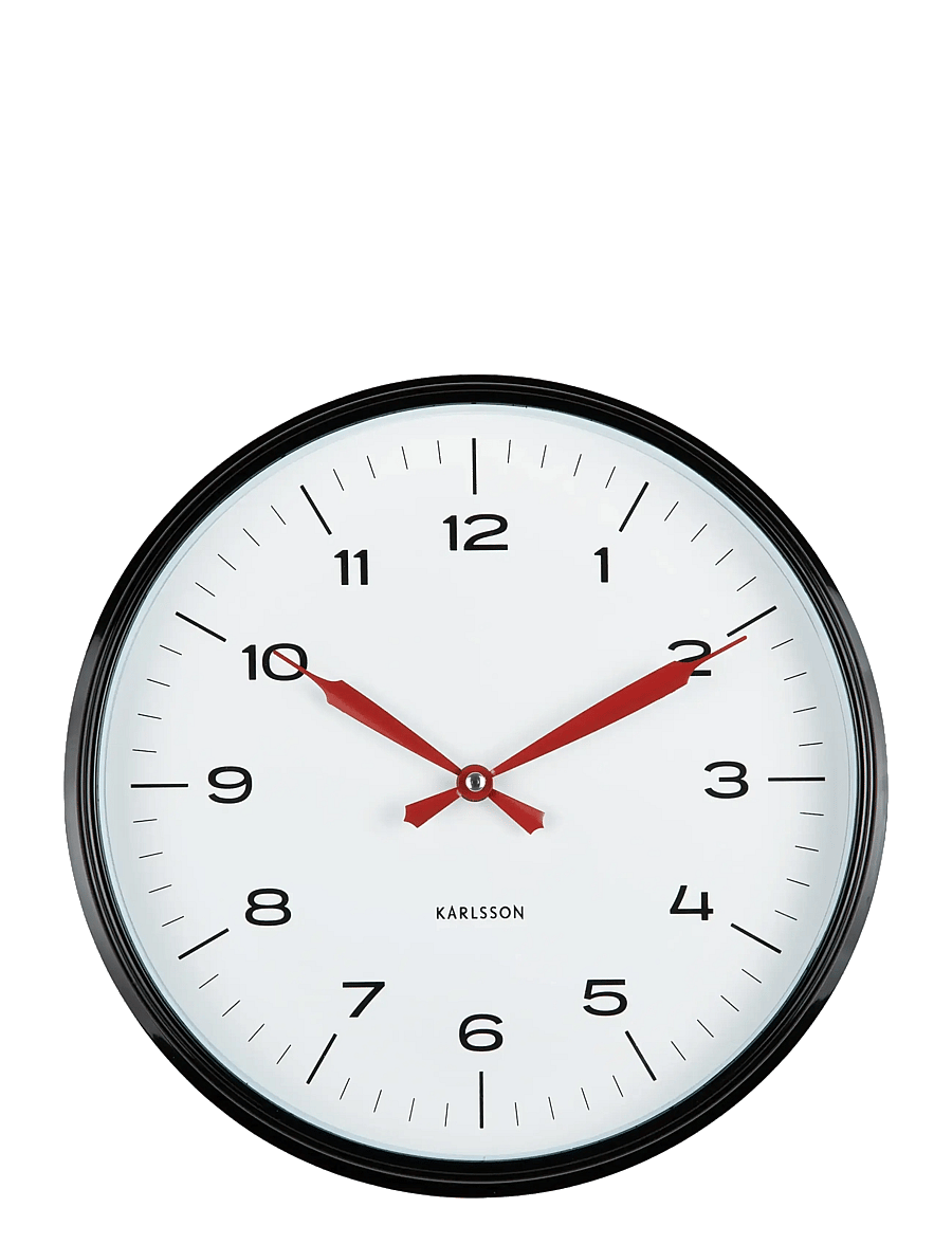 KARLSSON - Wall clock Modern Factory misty blue w. jungle green - seinakellad - black & bright red - 2