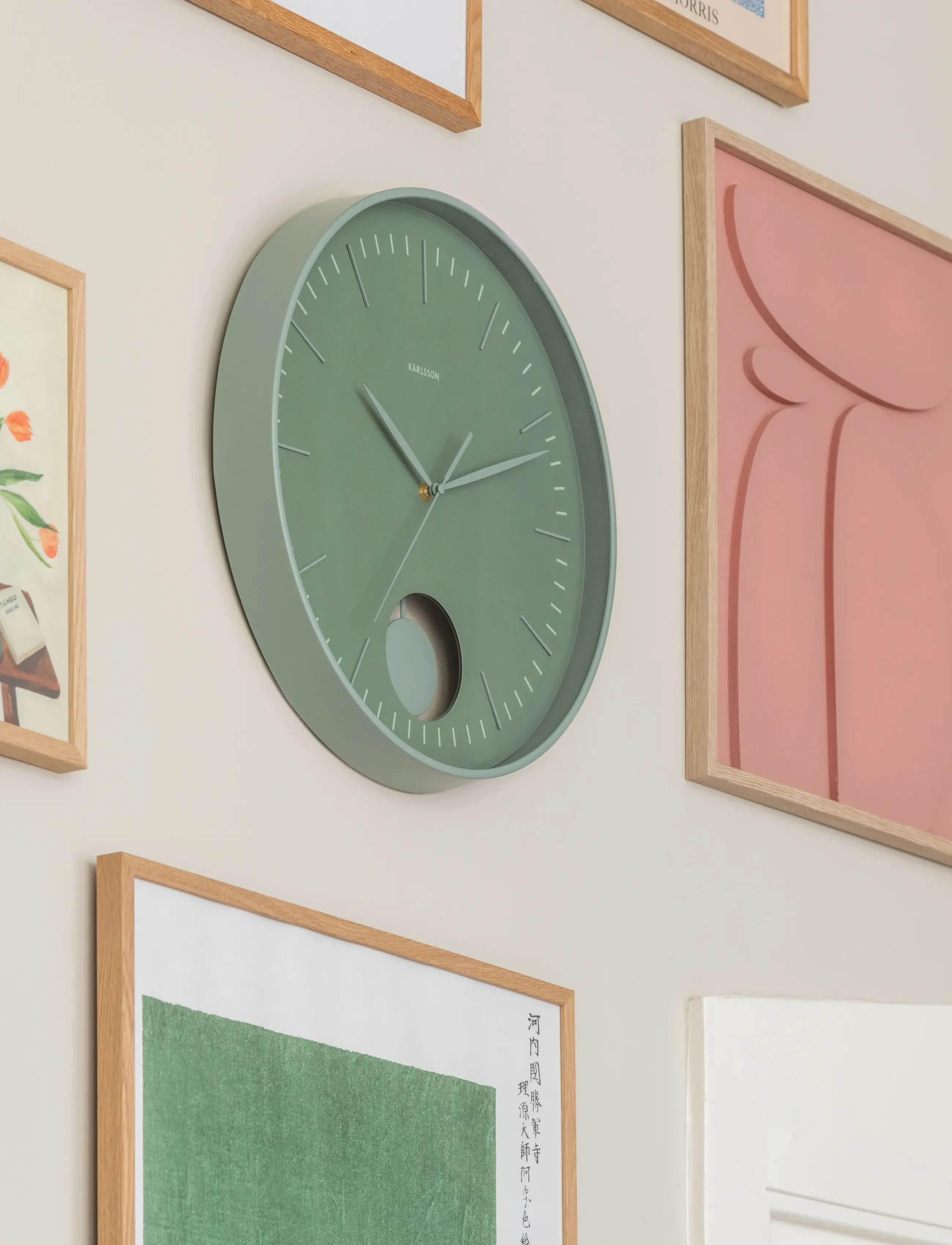 KARLSSON Wall Clock Grato Pendulum Jungle Green W. Grayed Jade, Ø 40.6 cm, Watches, Grün - Clocks, Homeware