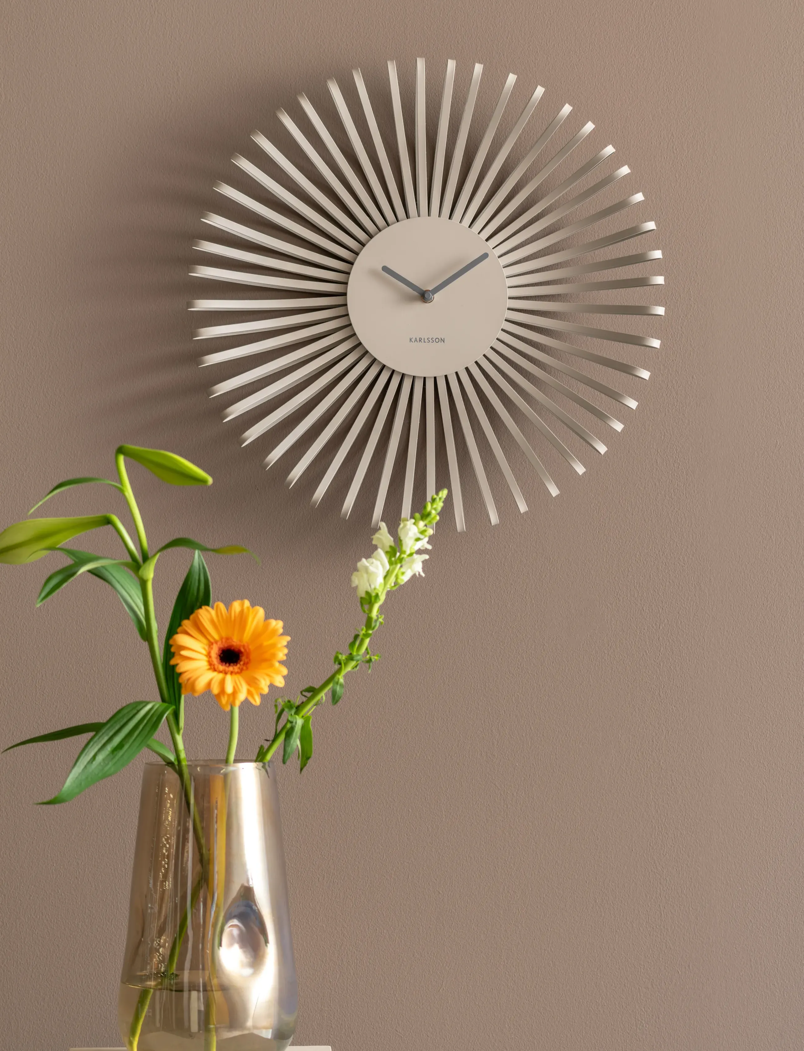 KARLSSON Wall Clock Polo Warm Grey, Ø 48 cm, Watches, Grau - Clocks, Homeware
