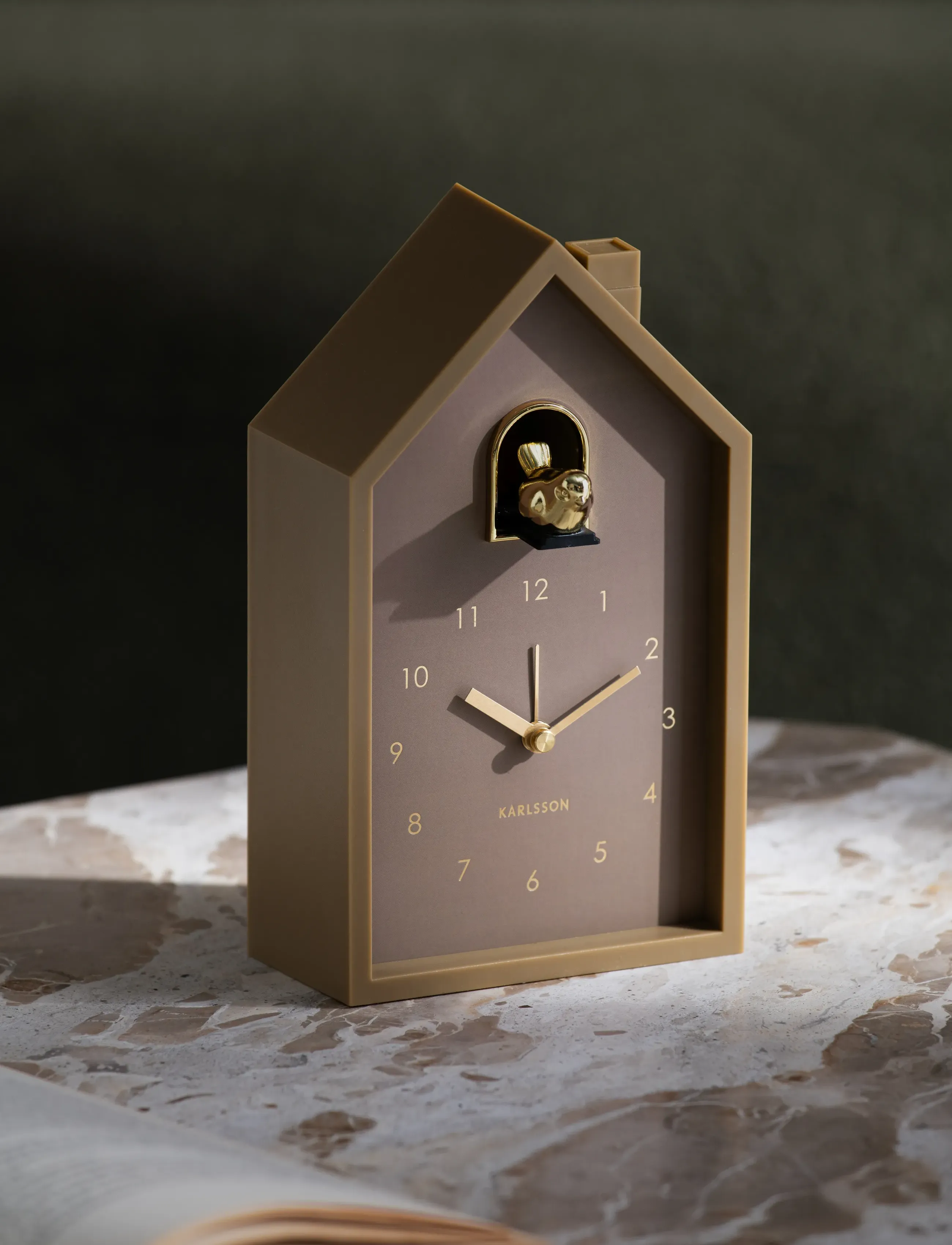 KARLSSON Alarm Clock Modern Cuckoo Oro Mocha Brown, H 20 cm, Watches, Beige - Clocks, Homeware