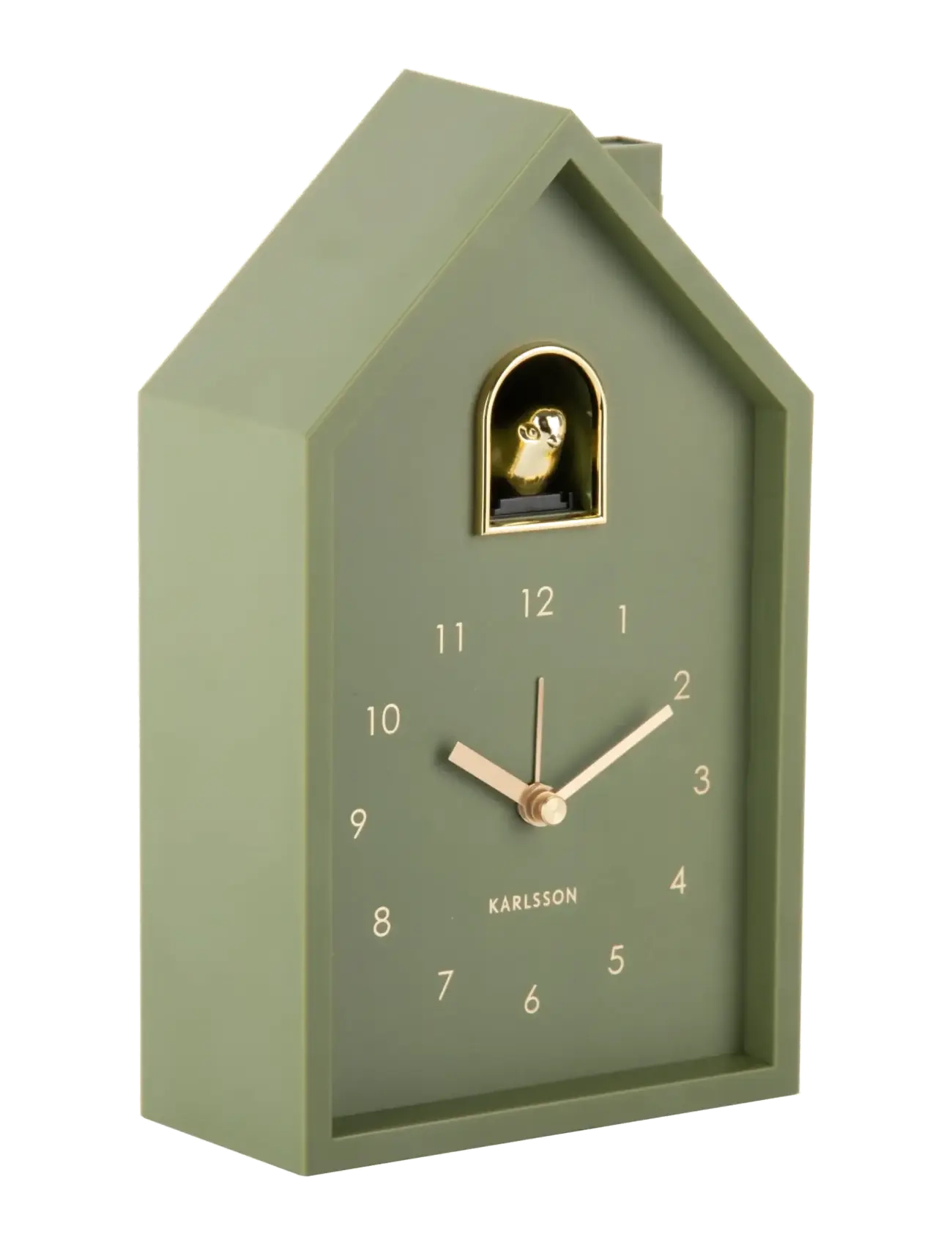 KARLSSON Alarm Clock Modern Cuckoo Oro Luxury Green, Vækkeur, Kakigrøn, Str: H 20CM