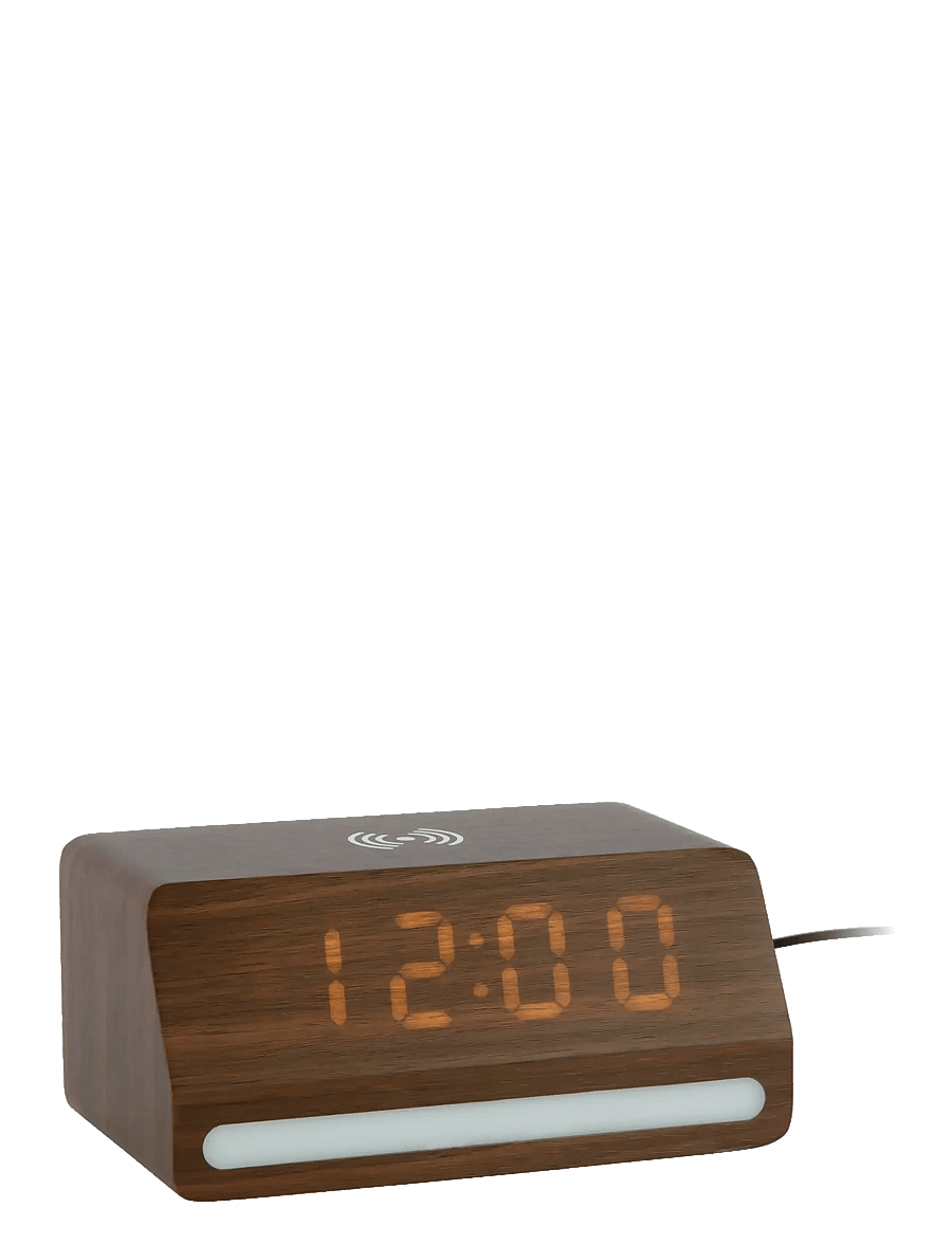 KARLSSON - Alarm clock Retro w. light LED dark wood veneer - Äratuskellad - mocha brown - 0